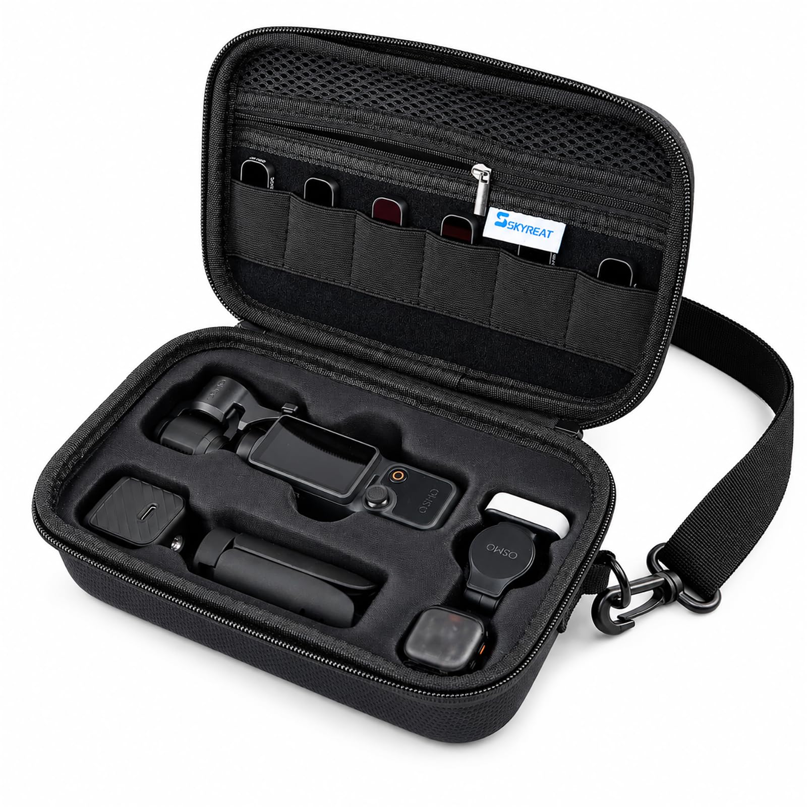 SKYREAT Osmo Pocket 4 Tasche, PU-Schutzhülle für DJI Pocket 4 Creator Combo Zubehör, Tragbare Handtasche für Reisen, Vlogging und Außenaufnahmen, zur Organisation