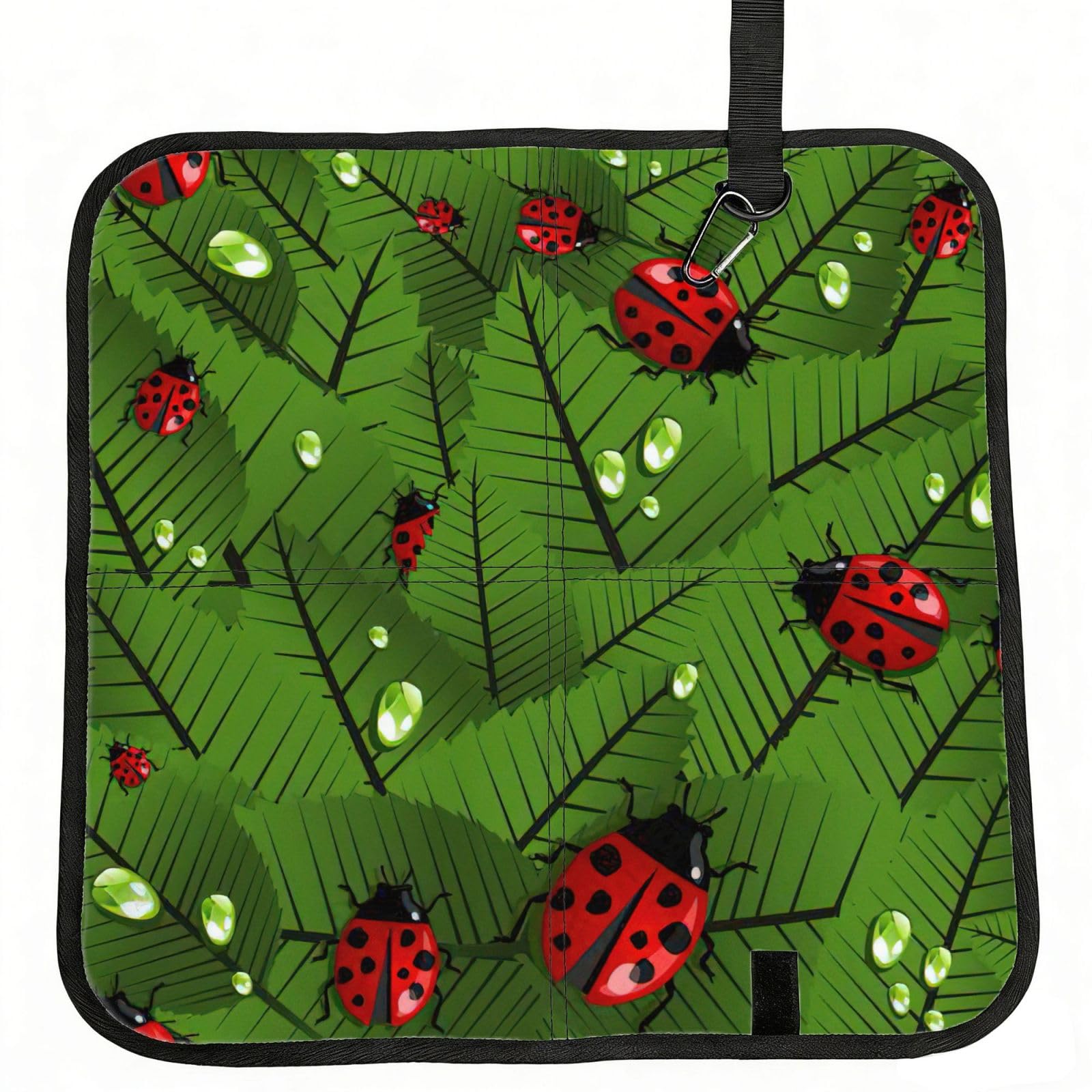 PPHGUT Leaves And Ladybugs Print Foldable Seat Cushion Waterproof Portable Chair Pad Travel Outdoor Picnic Camping