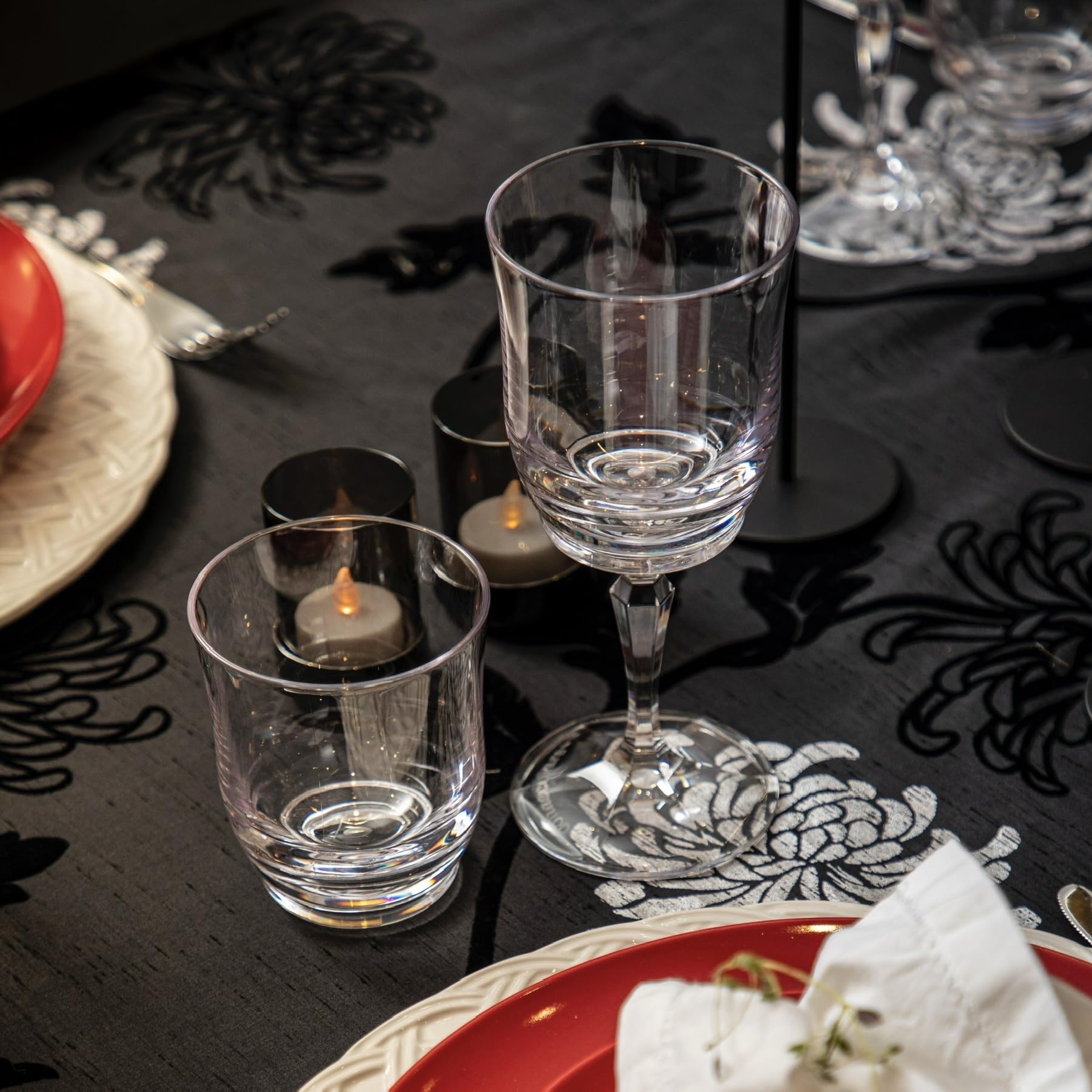 Copas de vino de corte transparente con tallo giratorio para vasos (juego de 4) sin BPA Ecozen