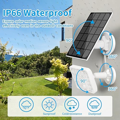 Miniatura 4 de Richarm Luces solares con sensor de movimiento para exteriores, 60 LED, 1000 lúmenes, luz solar IP66, impermeable, 4 modos de iluminación, ajustable