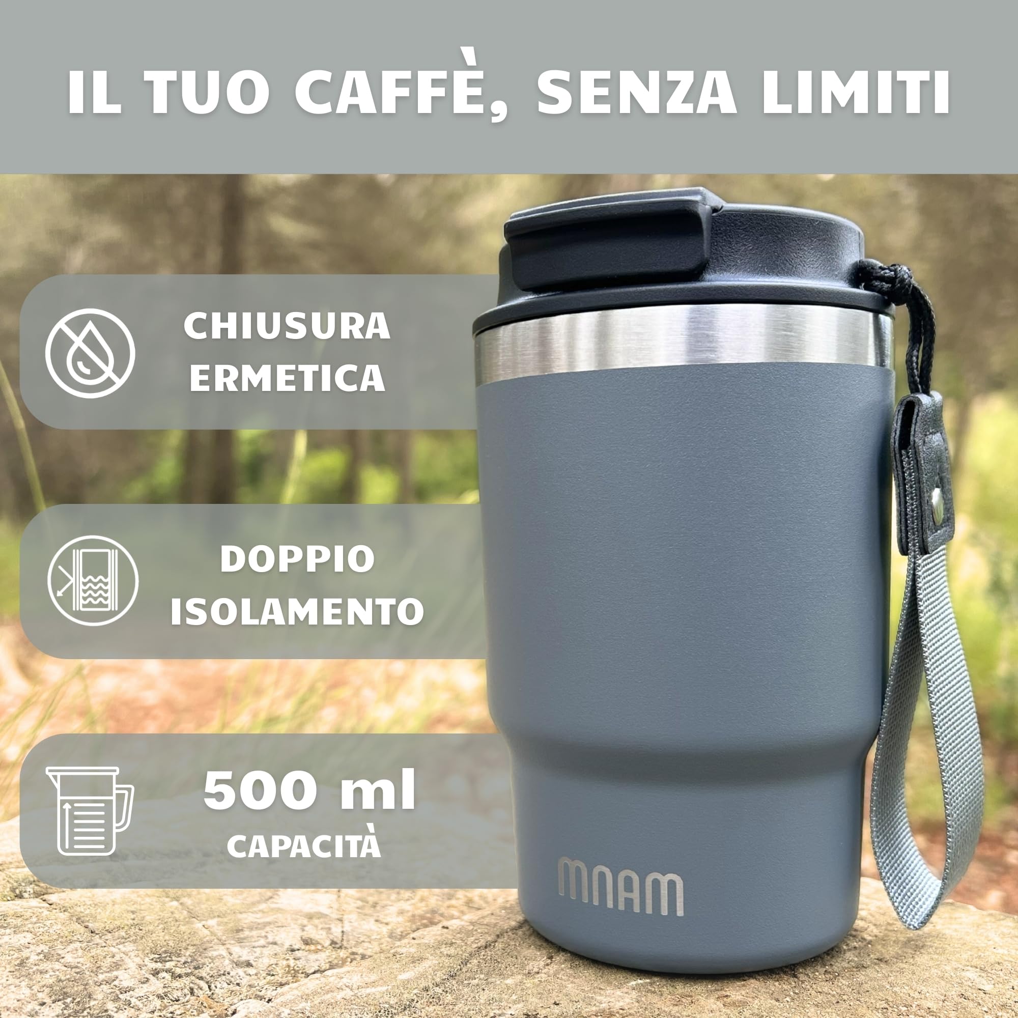 Tazza Termica Caffe - Mug Termica - Acciaio Inossidabile Isolato ed Ermetico - Tazza Termica da Viaggio - Travel Coffee Mug - Termos Caffè (500 ml)