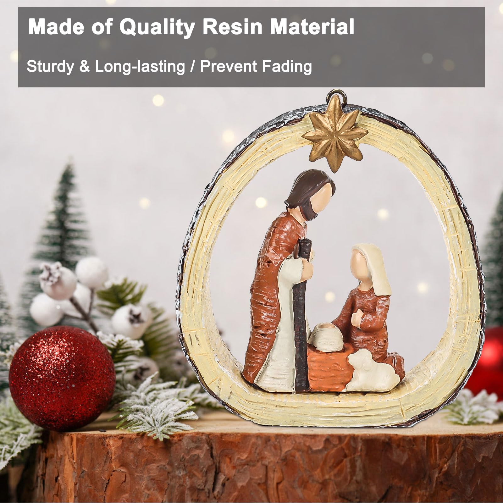 Adorno Colgante De Belén De Jesús Para árbol De Navidad – De Resina, Con Tarjeta, Regalo Cristiano Perfecto