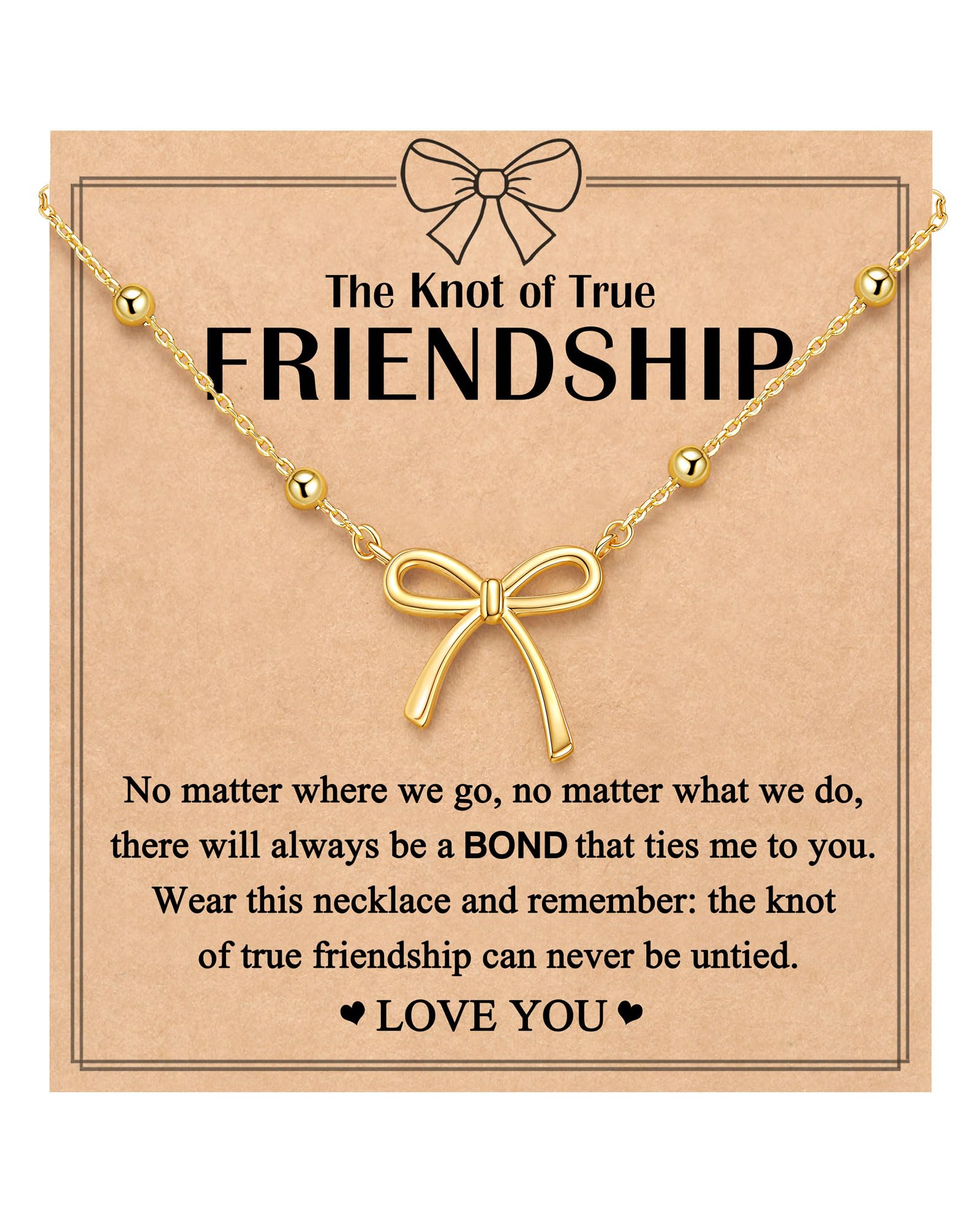 UNGENT THEM The Knot That Ties Us Forever - Bow Necklace Friendship Gifts for Women Best Friends
