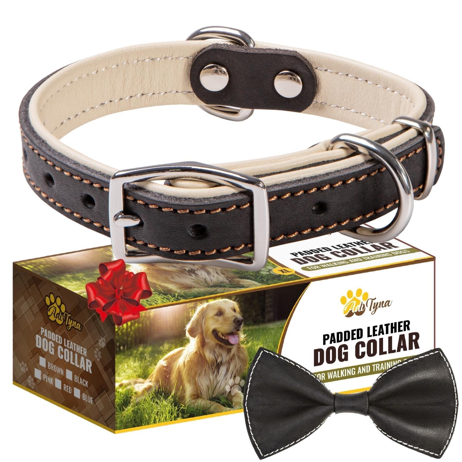 ADITYNA - Heavy-Duty Premium Leather Dog Collar for Small Dogs - Padded with Soft Genuine Leather for a Cozy Feel