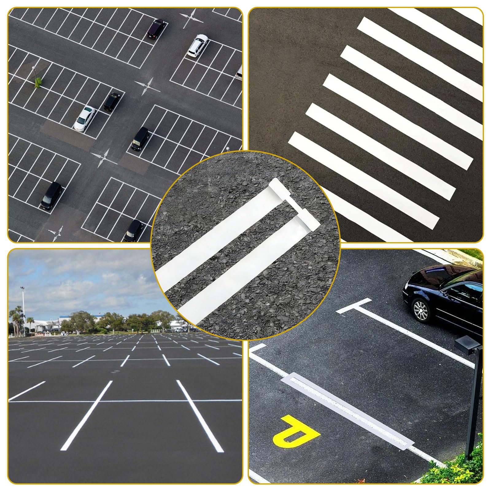 Modèle de place de stationnement, 4 x 88 pouces de lignes de stationnement, Modèle de fil pliable réutilisable, Marquage de place de stationnement de peinture de béton asphalté