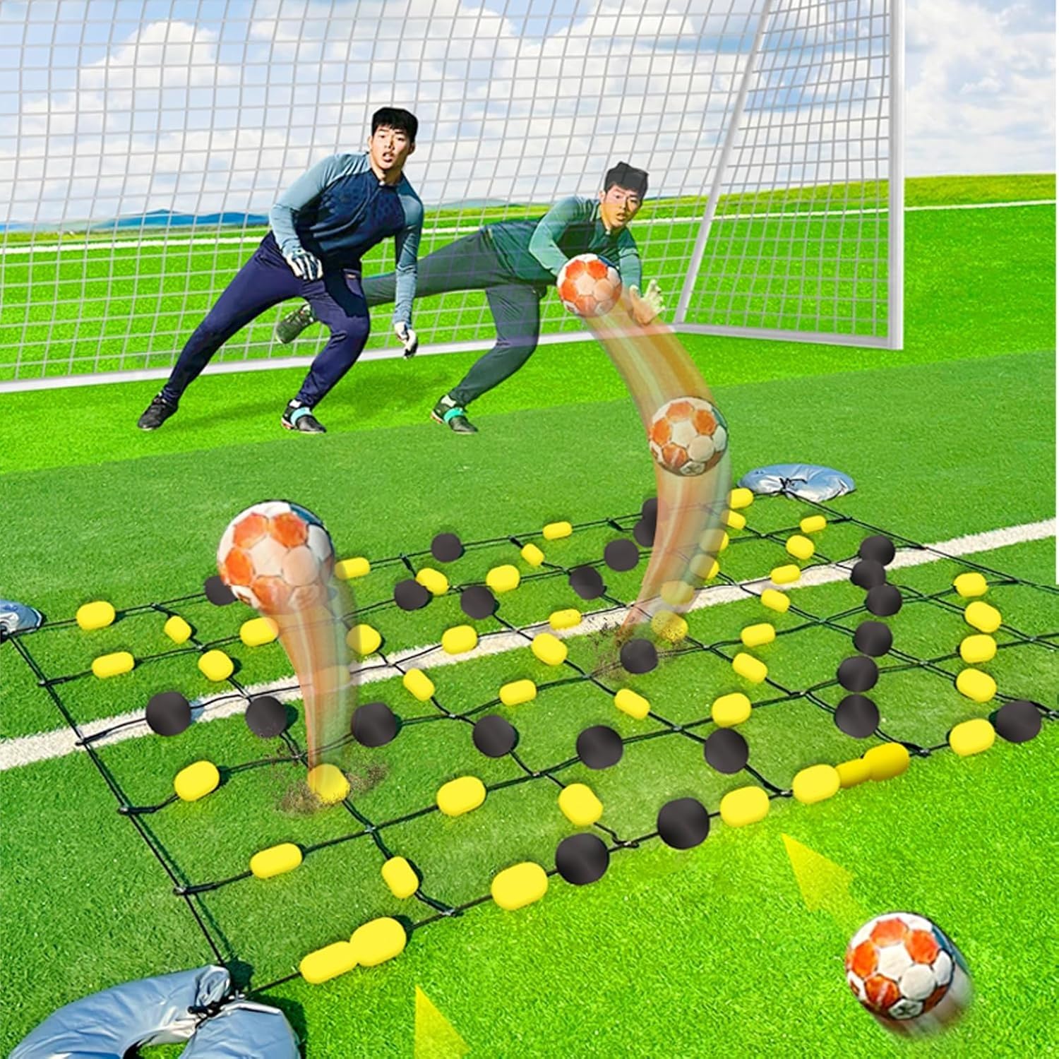 Reflexes Agility-Trainingsset, professionelle Agility-Matte mit Bodenabweiser (6,5' x 5,2' & 9,2 Fuß), einstellbare Winkel für Torwart-, Fußball-, Hockey- und Sportreaktions