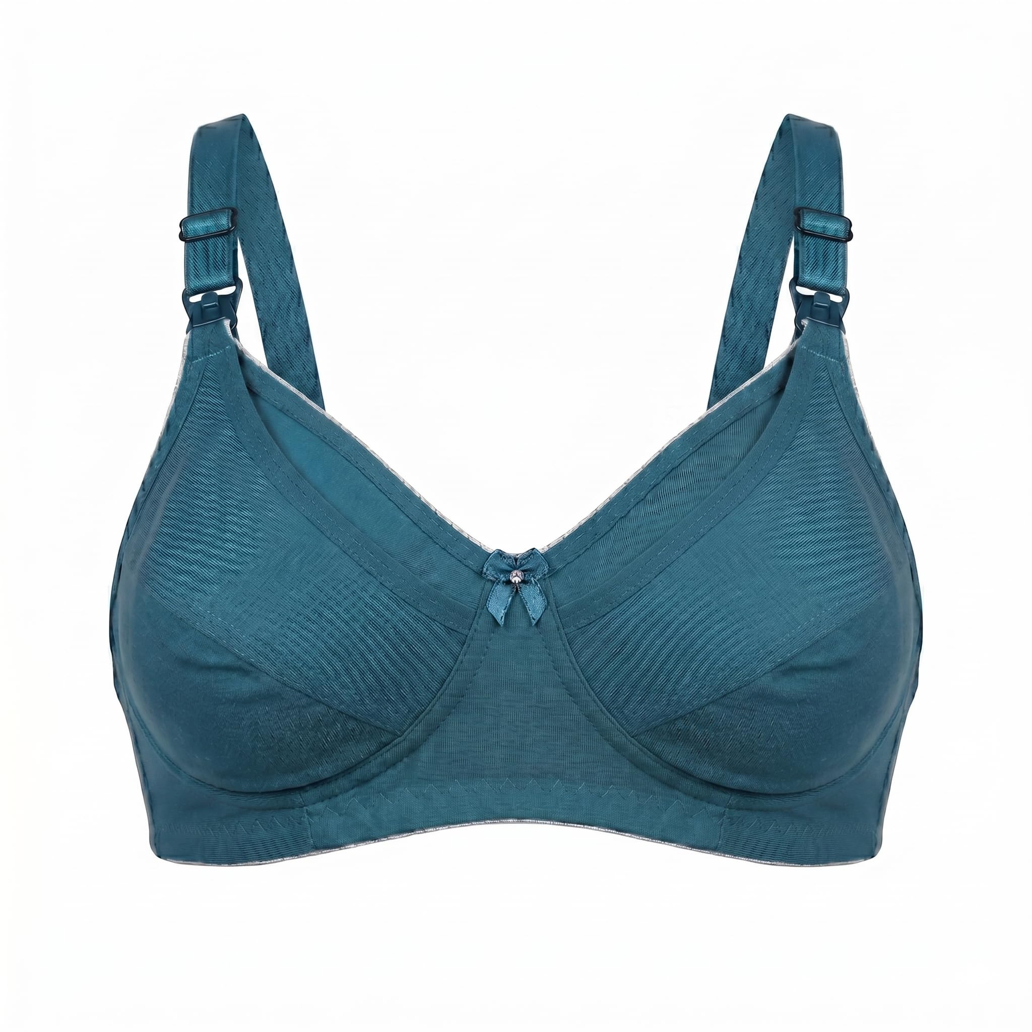 Women's Cotton Non-Wired Maternity Nursing Bra for Breastfeeding, Full Coverage Wireless Comfort Feeding Bra with Easy Drop-Down Clips-image-31