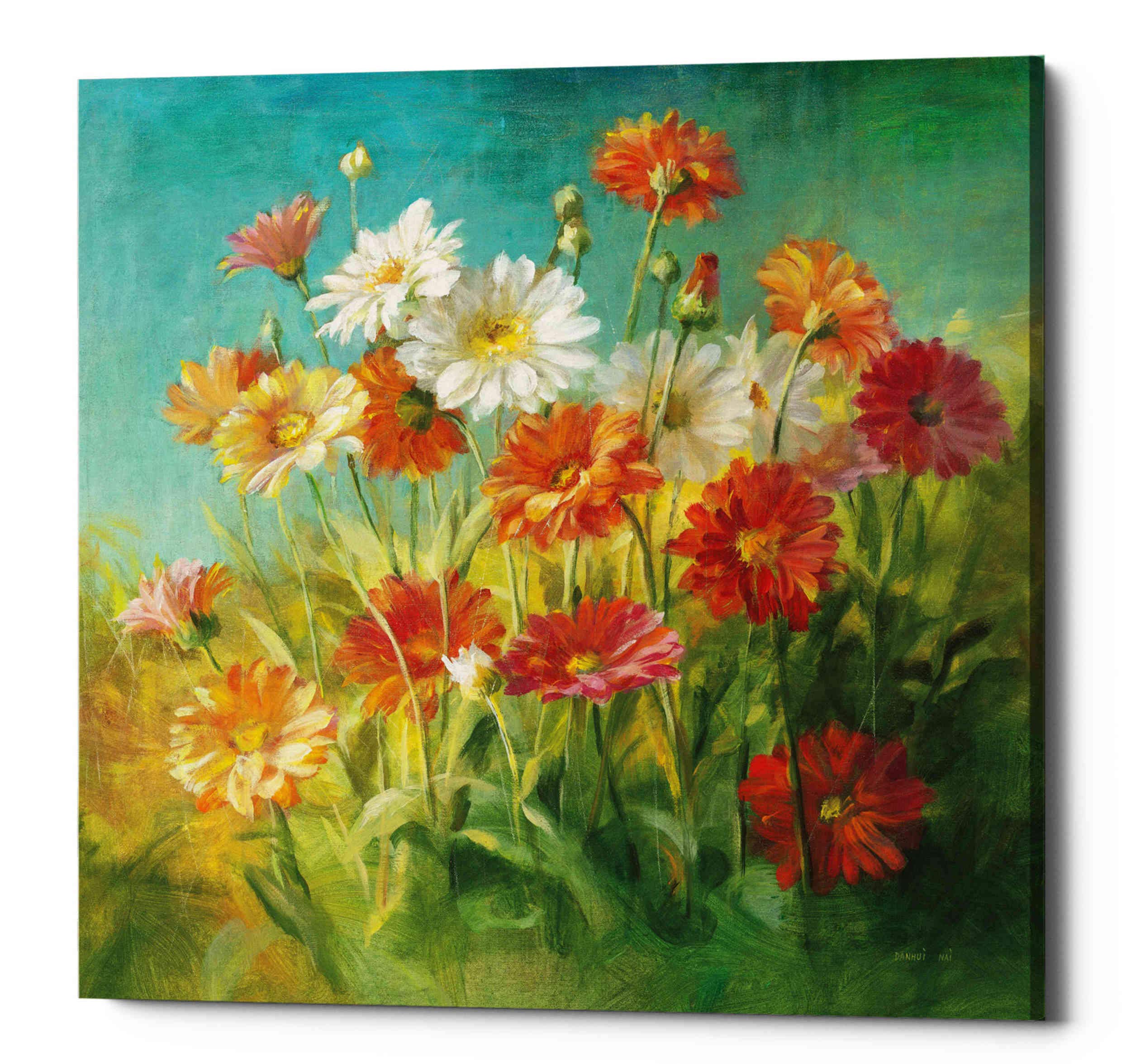Epic Graffiti 'Painted Daisies' by Danhui NAI, Canvas Wall Art, 18"x18"