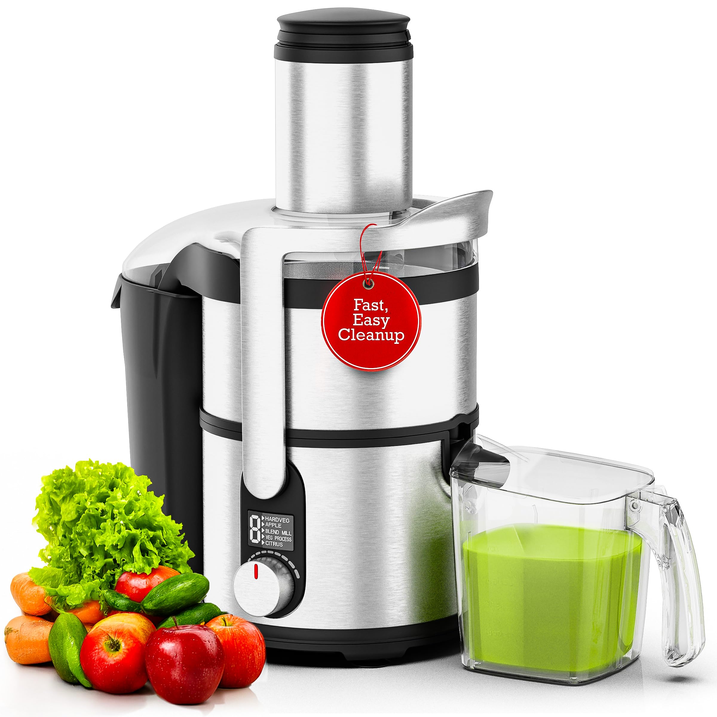 Eurolux Centrifugal Juicer Machine Easy to Clean Juice Extractor with 3 Feed Chute for Less Cutting Stainless Steel