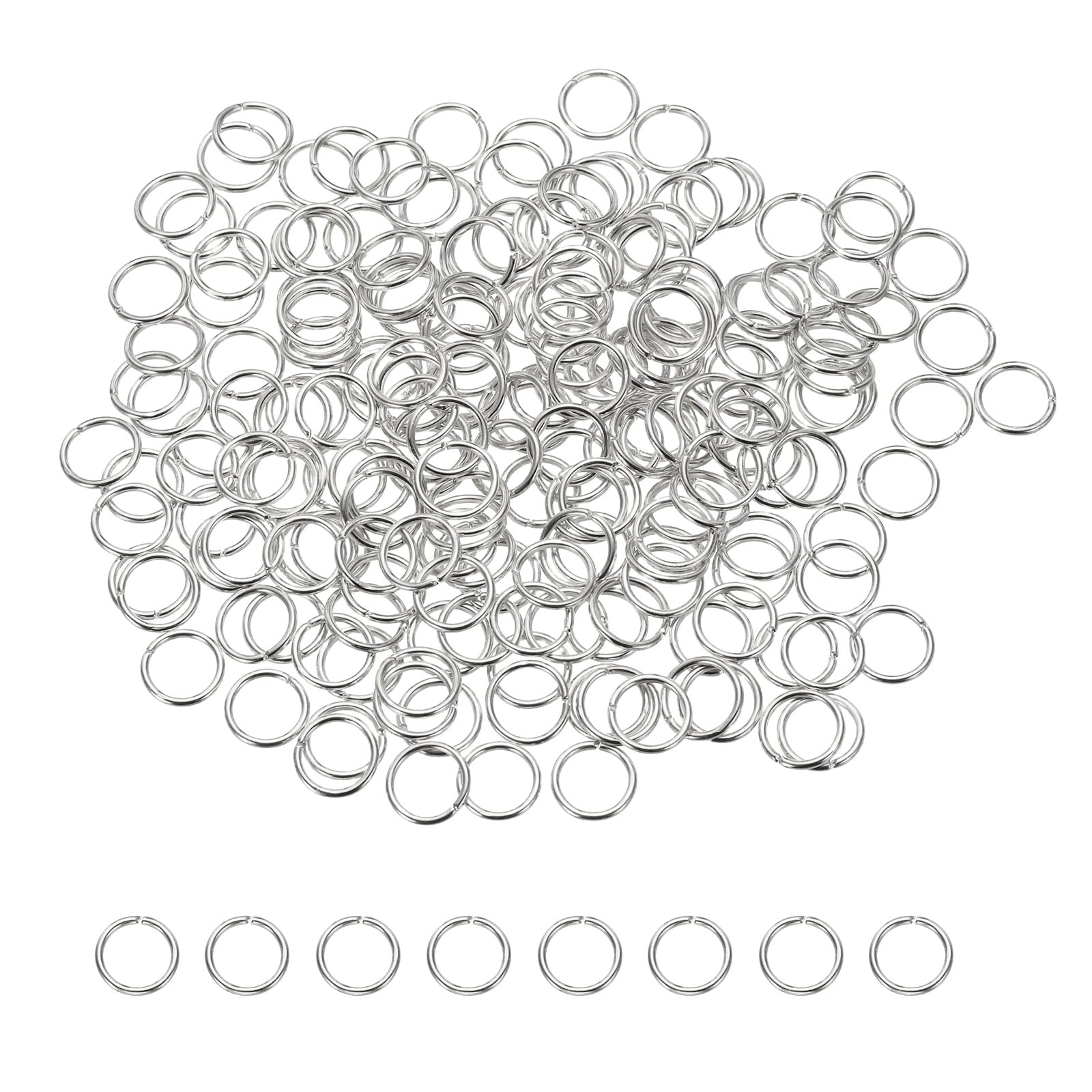 sourcing map 200 Pcs Open Jump Rings, 8mm Split Metal O Ring 0.9mm Thick Keychains Connector Ring for Jewelry Making DIY Necklaces Bracelet Earrings Craft Making, Silver Tone — image 1