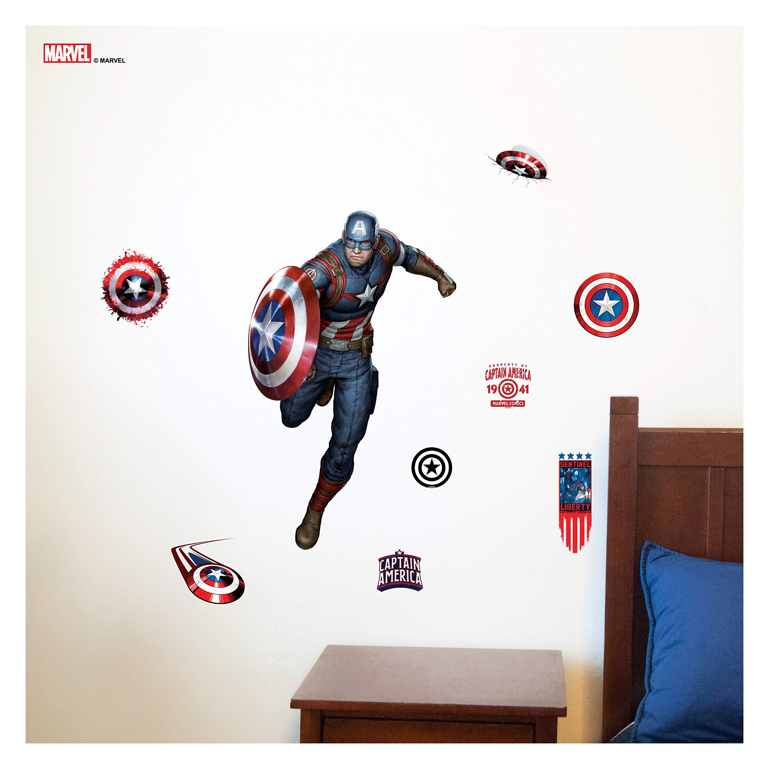 WALL PALZ Marvel Captain America & Hulk Vinyl Stickers Augmented Reality Stickers for Kids Rooms - Kids Decals for Bedroom are Easy to Put Up On and Peel Off - Best Bedroom Décor Birthday Gift