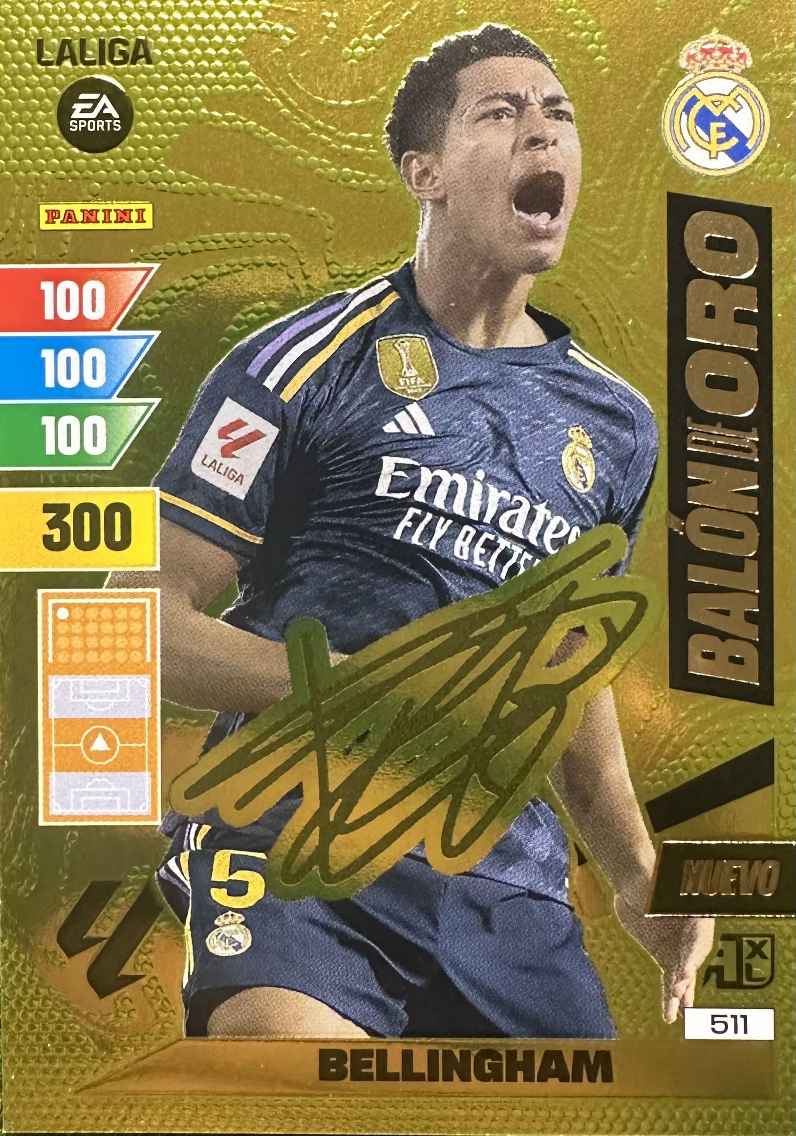 NUEVO BALÓN DE ORO - Bellingham Autógrafo Firmado - Panini Adrenalyn XL La Liga Santander 2023-2024
