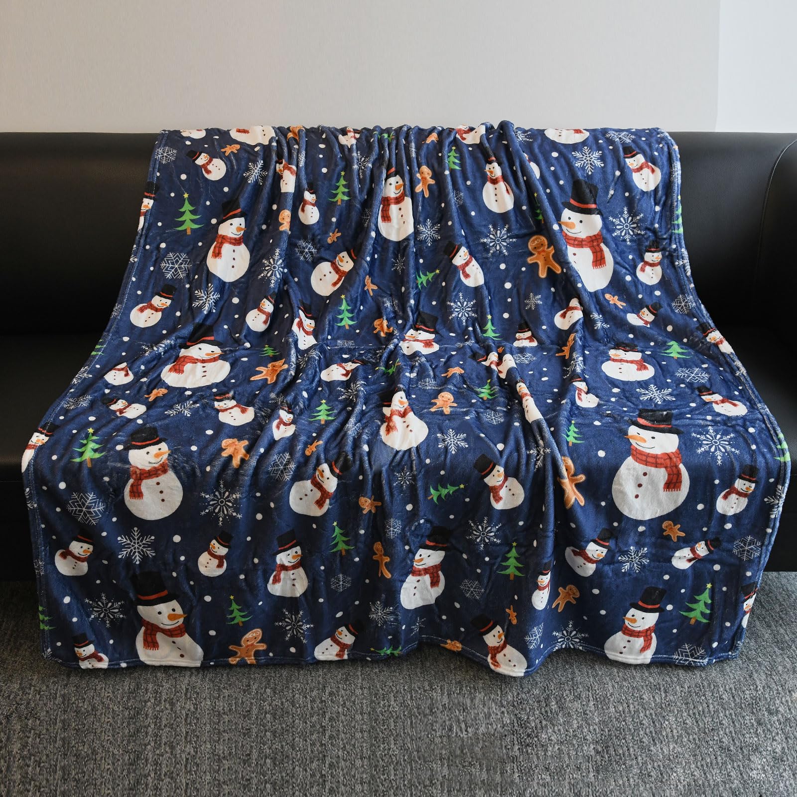 GLOBLELAND Manta Navideña Hombre de Nieve 150x130cm Manta de Árbol de Navidad en Franela Acogedora y Suave para Sofá Cama Dormitorio