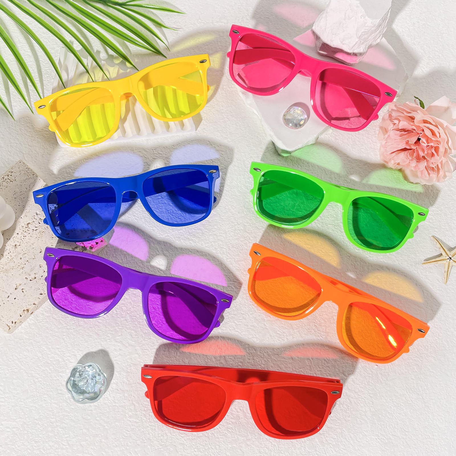 Lot de 12 paires de lunettes de soleil colorées fluo pour adultes Unisexe