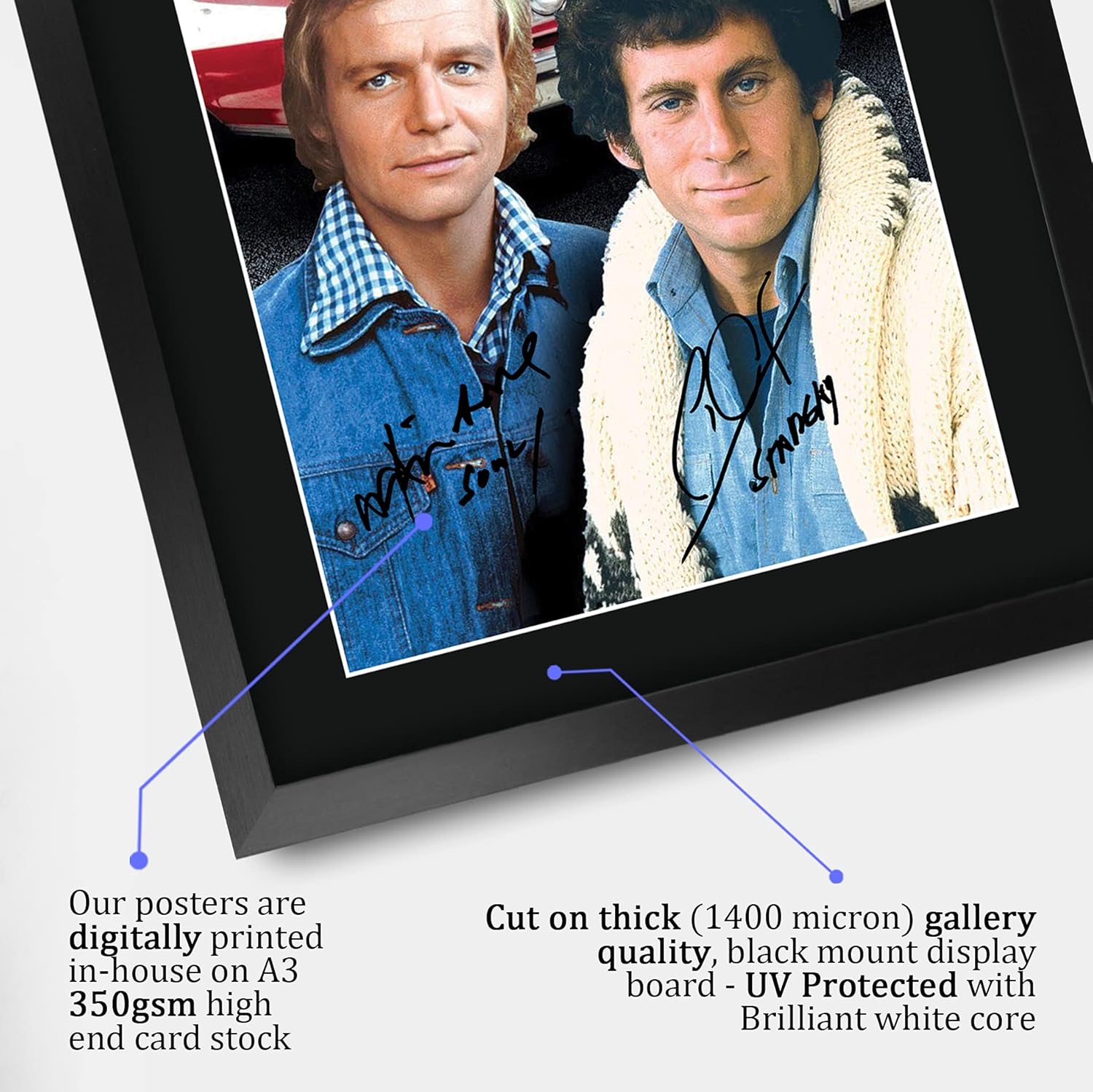 HWC Trading Starsky & Hutch David Soul, Paul Michael Glasier 16 x 12 inch Framed Gifts Printed Signed Autograph Poster for TV Memorabilia Fans - 16" x 12" Framed