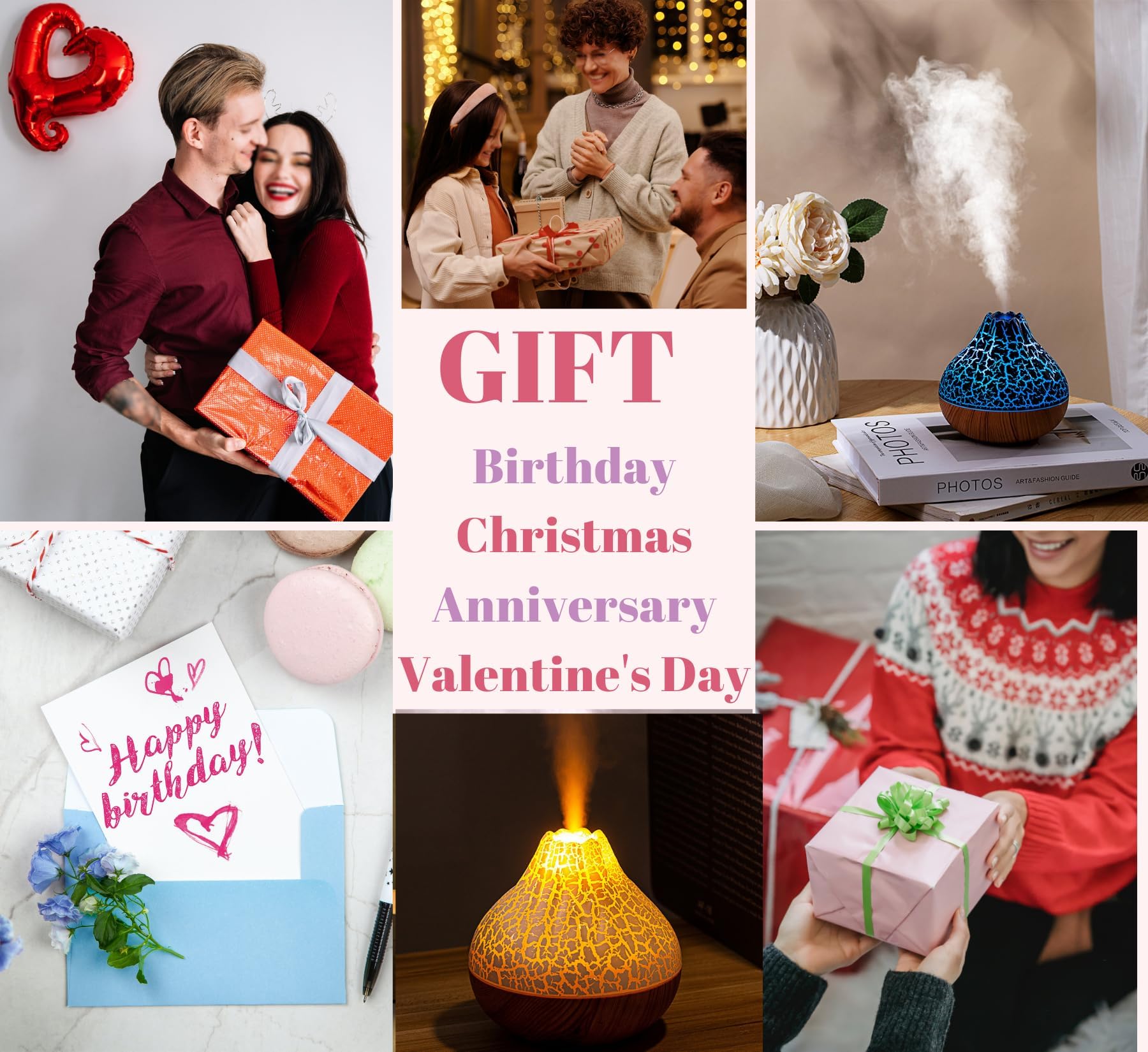 mobigon Wood Cool Mist Ultrasonic Humidifier for Room Moisture, Aroma Diffuser for Home, 300ml Essential Oil Diffuser with 7 Colorful Night Light, Auto Shut-Off, Home, Office, car (E.Light Brown)