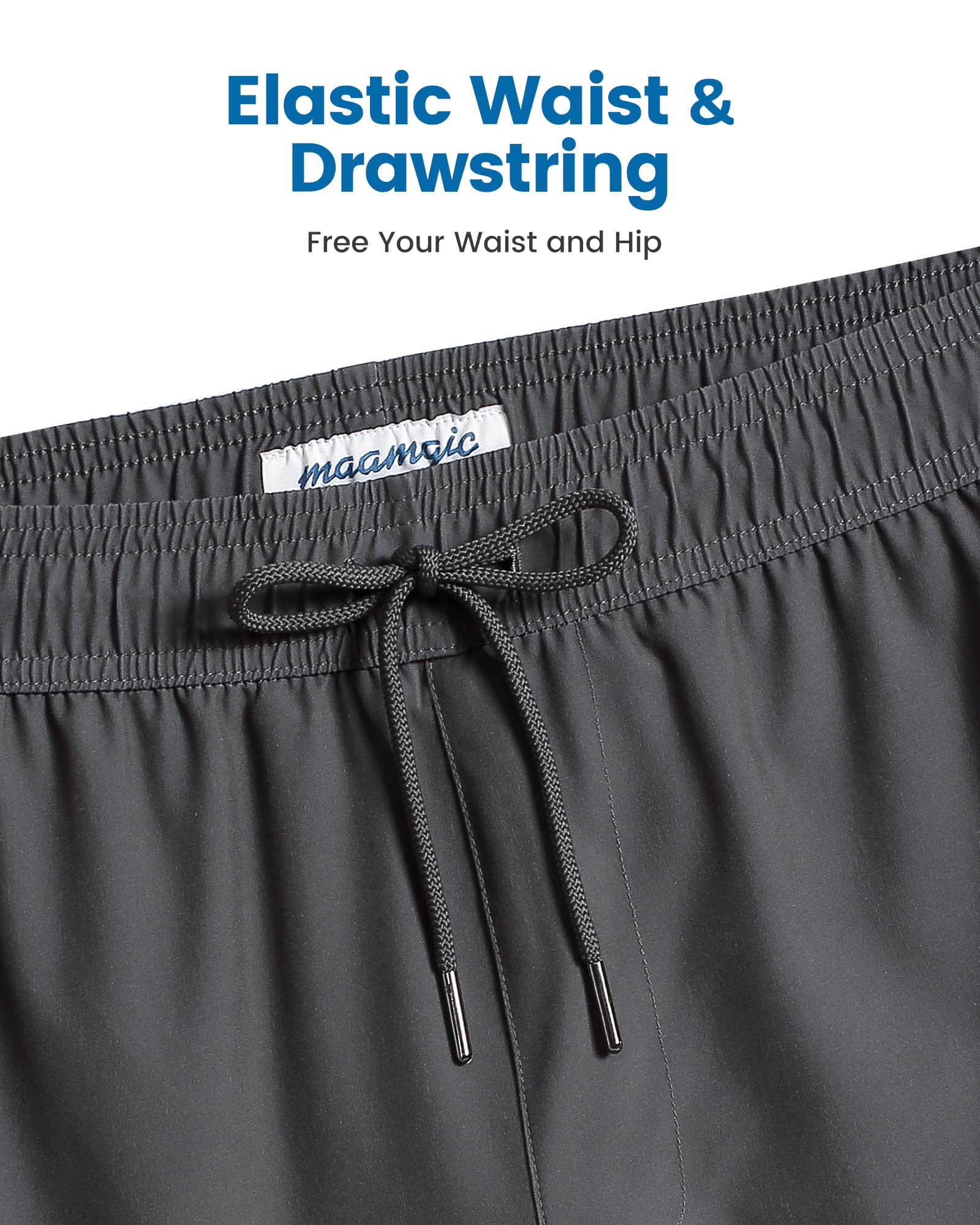 Maamgic Uomo Costume da Bagno Corto 2-in-1 Compressione Pantaloncini da Surf 7 Pollici Interni Asciugatura Rapida Shorts con Tasche