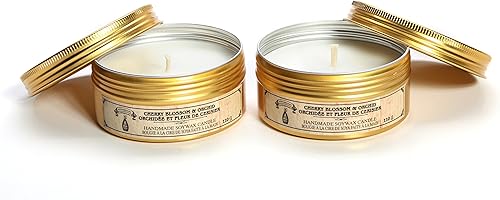 Miniatura 4 de Hosley Paquete de 480 varitas de incienso surtidas y Hosley juego de 2 388 onzas Vela rellena de lata de metal con flor de cerezo y orquídea