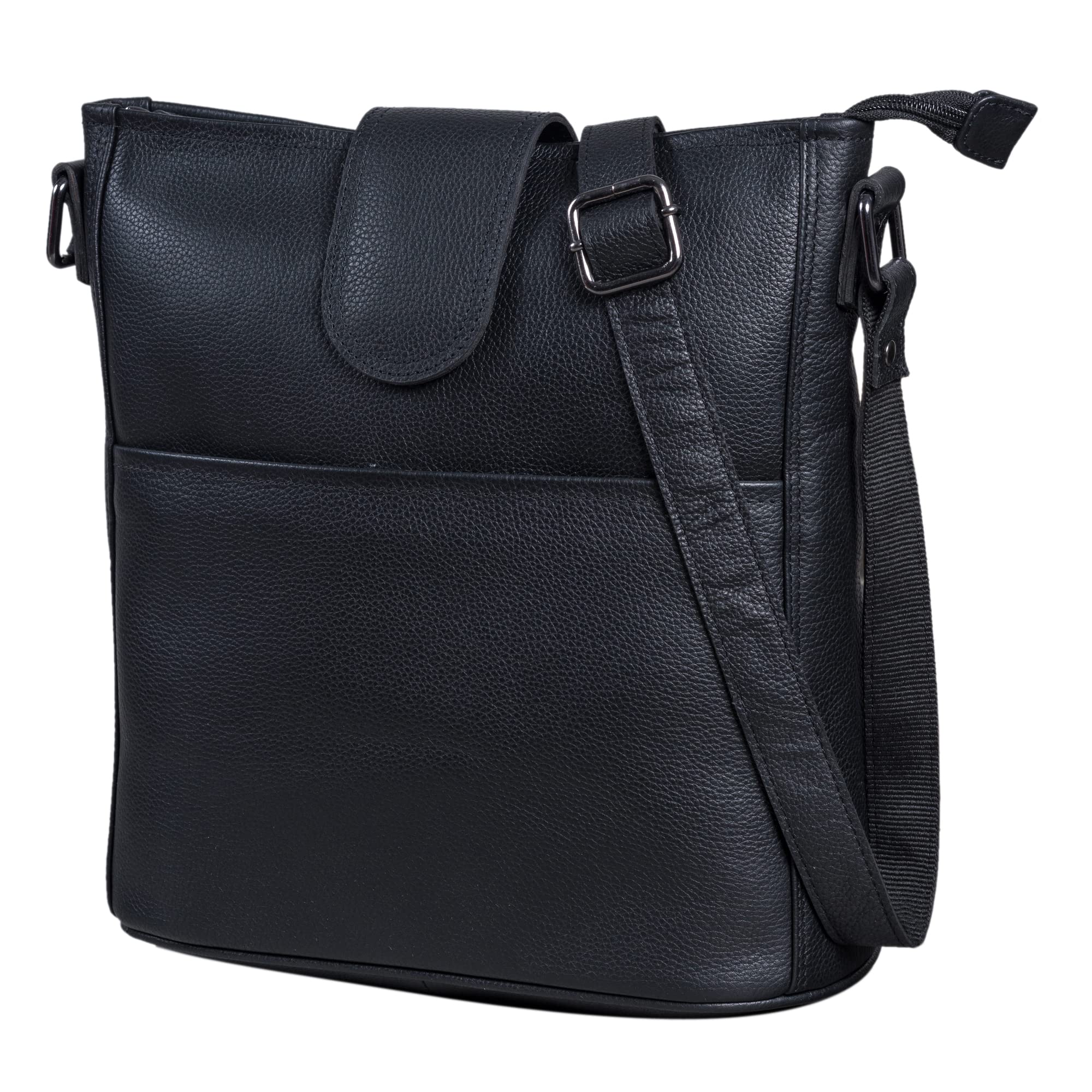 LEABAGS Leder Handtasche Damen I Premium Echtleder Umhängetasche I Damen Schultertasche I Damentasche I Tragetasche für Arbeit Uni Schule Freizeit
