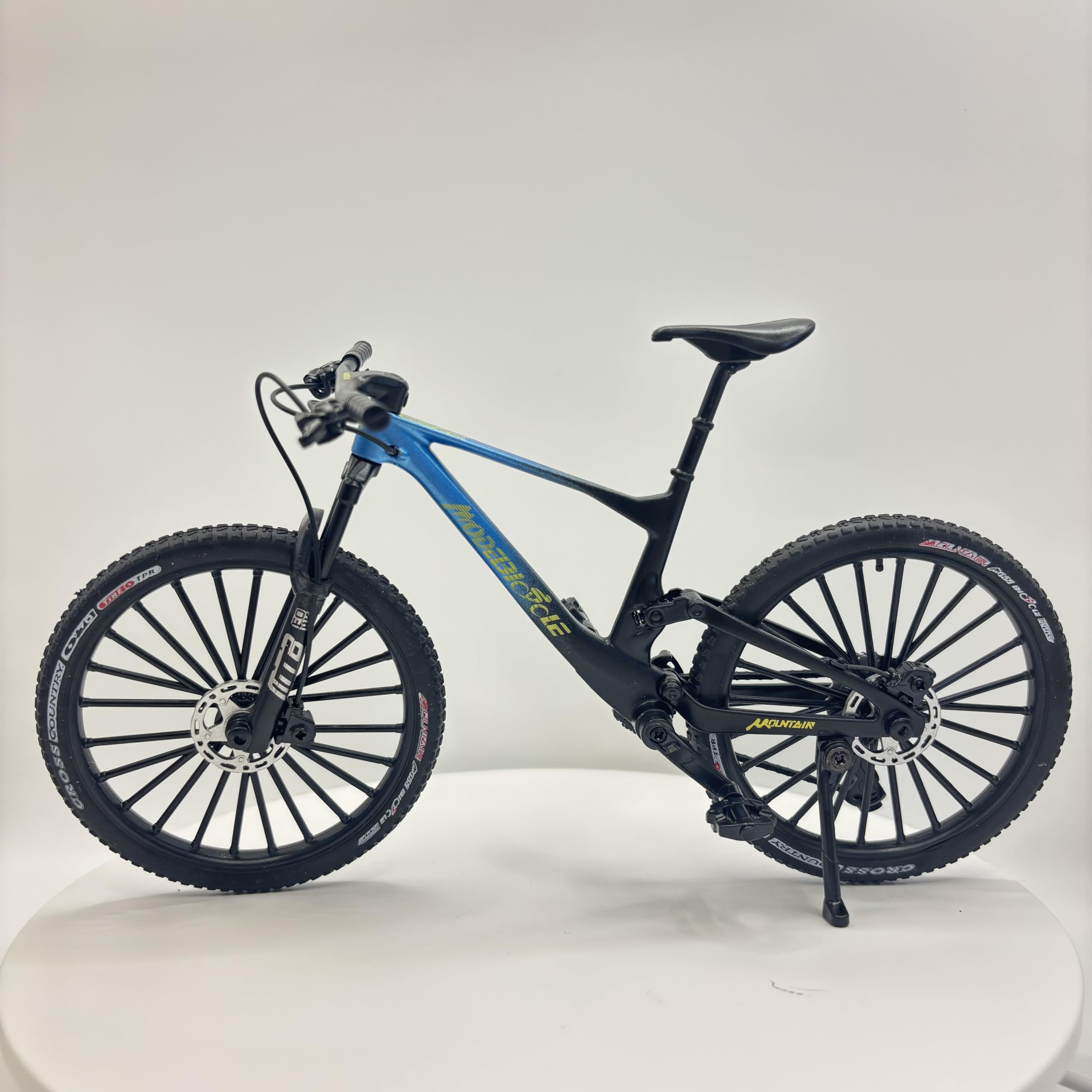 1:8 Metall Fully Mountainbike Modell mit Displayständer, Mini Downhill MTB Replika mit Federung & Kettentrieb, Sammler Deko Geschenk für 