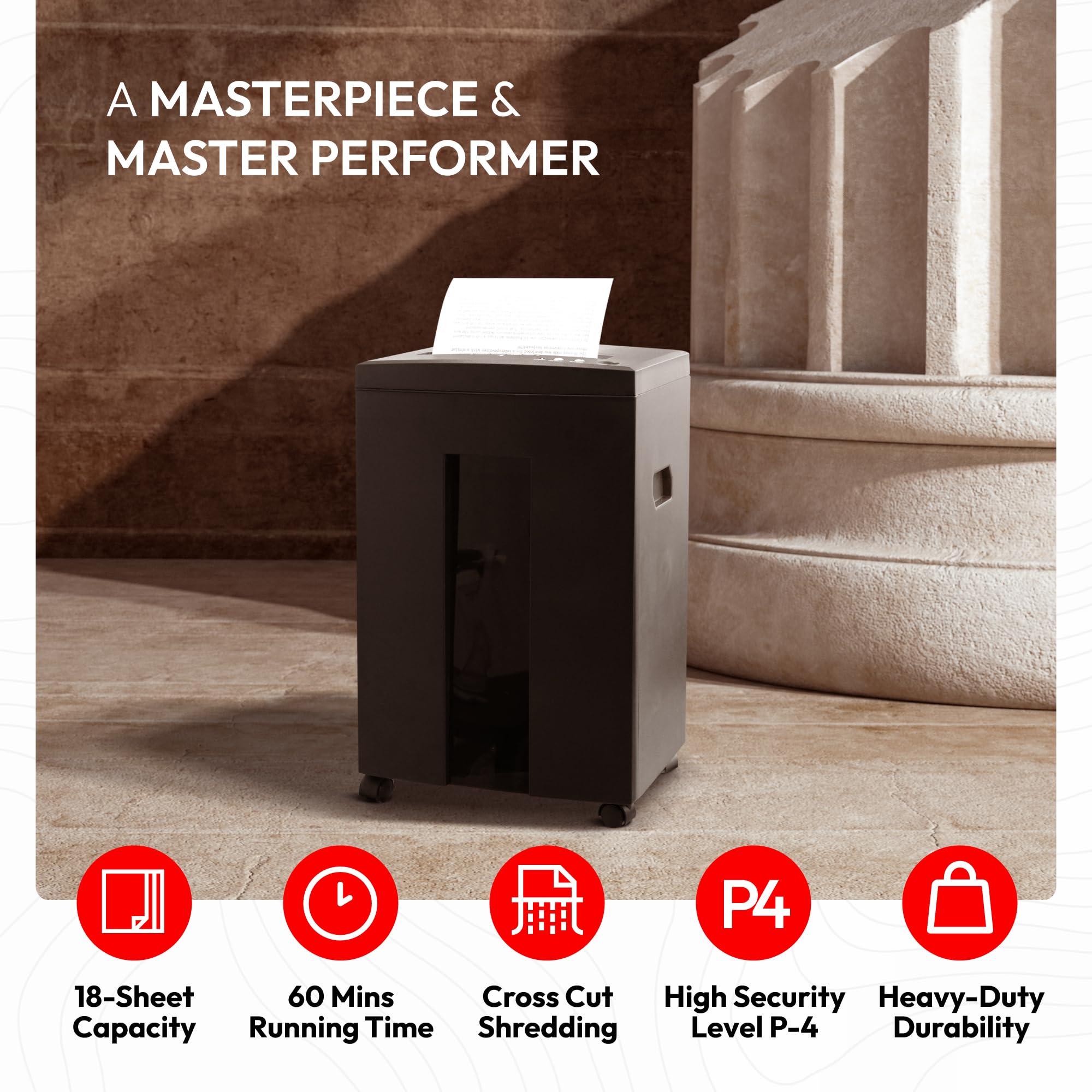 Nikita Paper Shredder | Cross-Cut 18-Sheet Heavy-Duty Shredder for Home Office Use | Ultra-Quiet Operation, Easy-Empty Clear Wastebasket, Shreds Credit Cards, Staples & CDs | ETL Certified