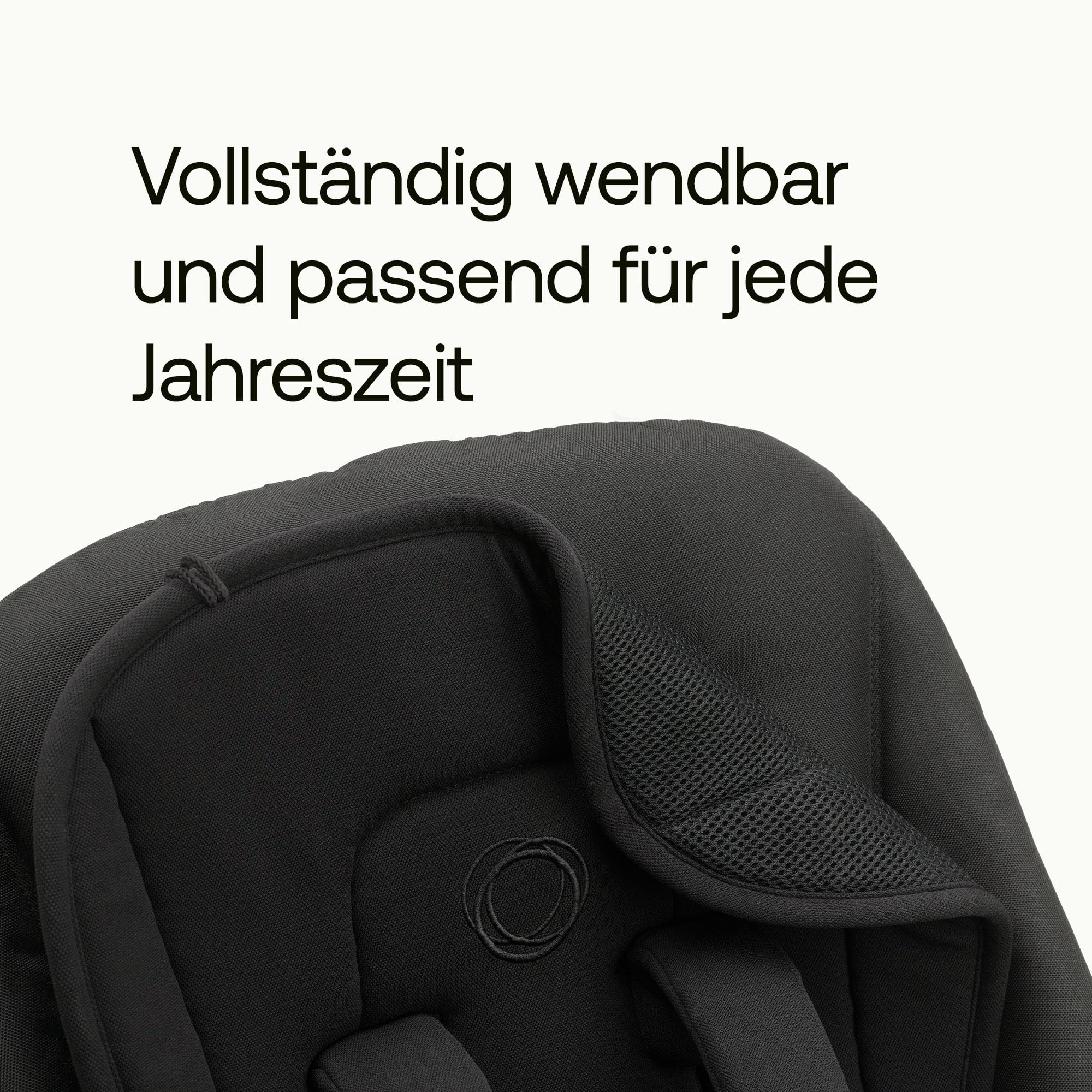 Bugaboo Sommer Accessoire Set: Duo-Komfort Sitzauflage für vier Jahreszeiten und Sonnenschirm+, kompatibel mit allen Bugaboo Modellen, für optimalen Schutz gegen Sonnenstrahlen, Midight Black