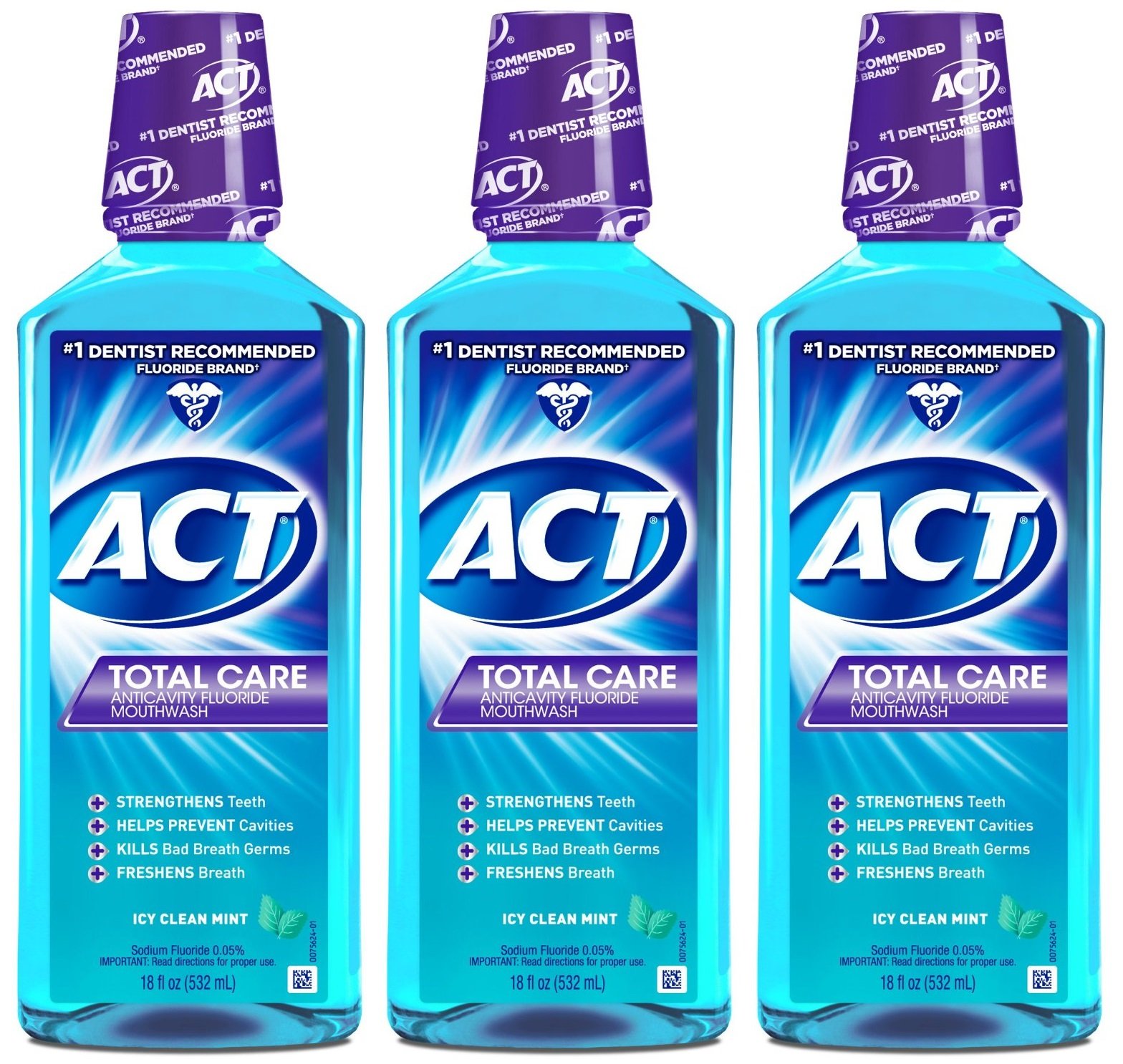 ACTTotal Care Clean Mint Mouthwash, 18 oz (Pack of 4)