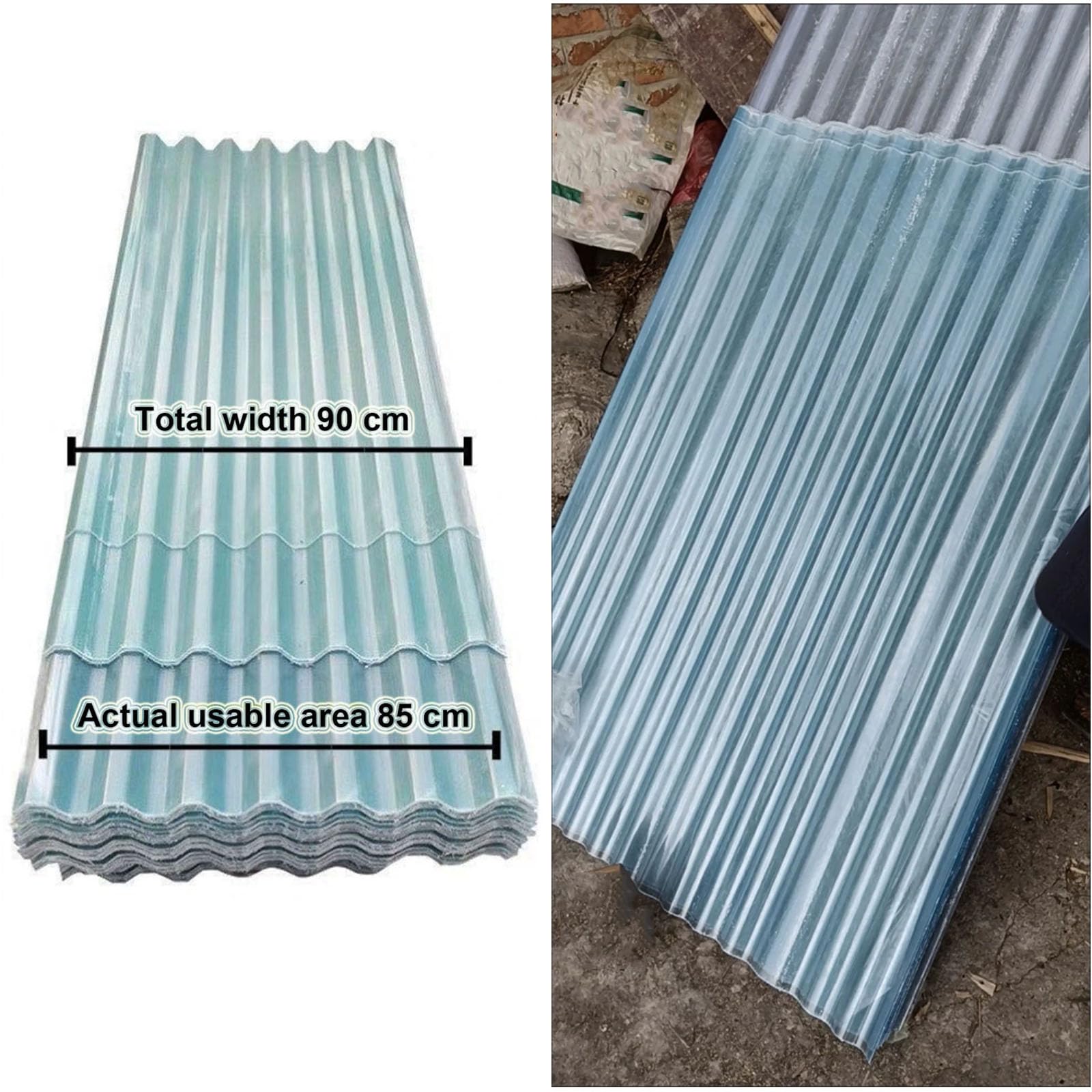 1.5mm Hojas De Techo Corrugado,Paneles Para Tejado Resistentes Al Impacto,FRP Con Resistencia A Los Rayos UV,Chapa Ondulada Para Invernaderos,Para Cobertizo De Garaje (0.9×1.7m,1pcs)