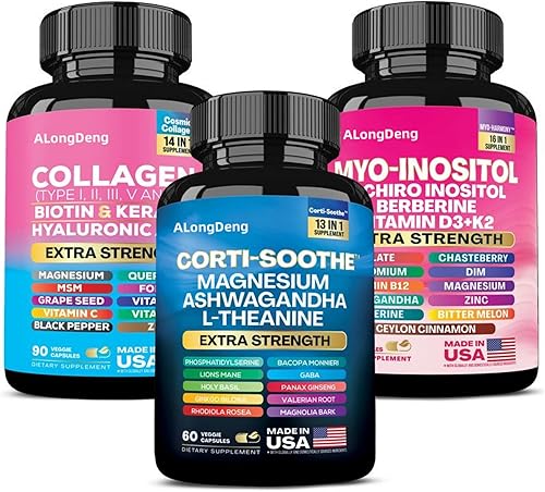 She Shines Set - Suplemento todo en uno para mujer con Corti-Soothe, Myo-Inositol, colágeno e ingredientes extra fuertes