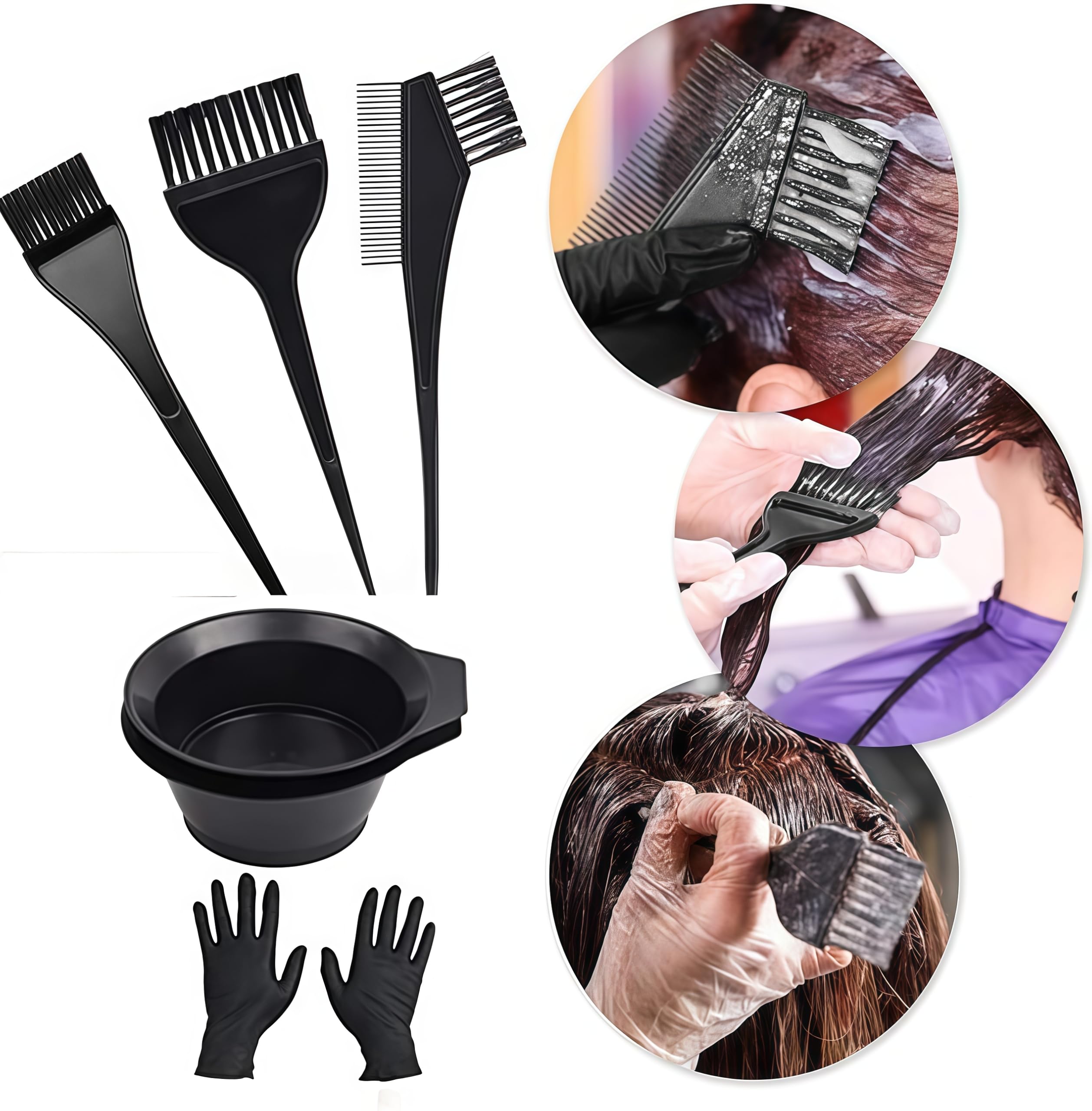 Lot de 24 accessoires de teinture de cheveux avec bol, cape, gants, princes, pour coloration à la maison