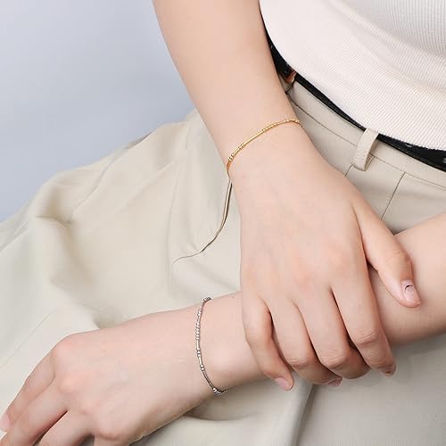 Miniatura 3 de JoycuFF Pulseras inspiradoras de cuentas de acero inoxidable doradas y plateadas, regalos de cumpleaños para su hija, hermana, mamá, mejor amiga