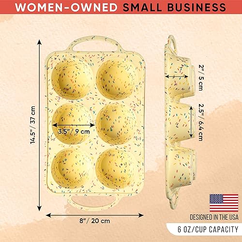 Miniatura 5 de Molde de silicona de confeti para magdalenas jumbo para 6 tazas, antiadherentes para hornear, moldes de silicona grandes resistentes para hornear,