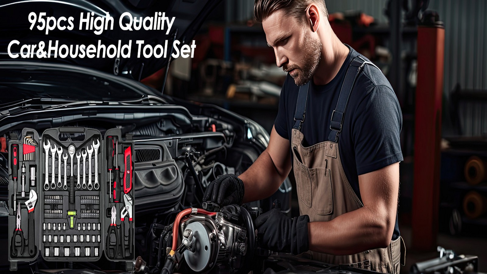 TLGREEN 95 Piece Tool Set, Tool Kit, Mechanics Tool Set, Portable