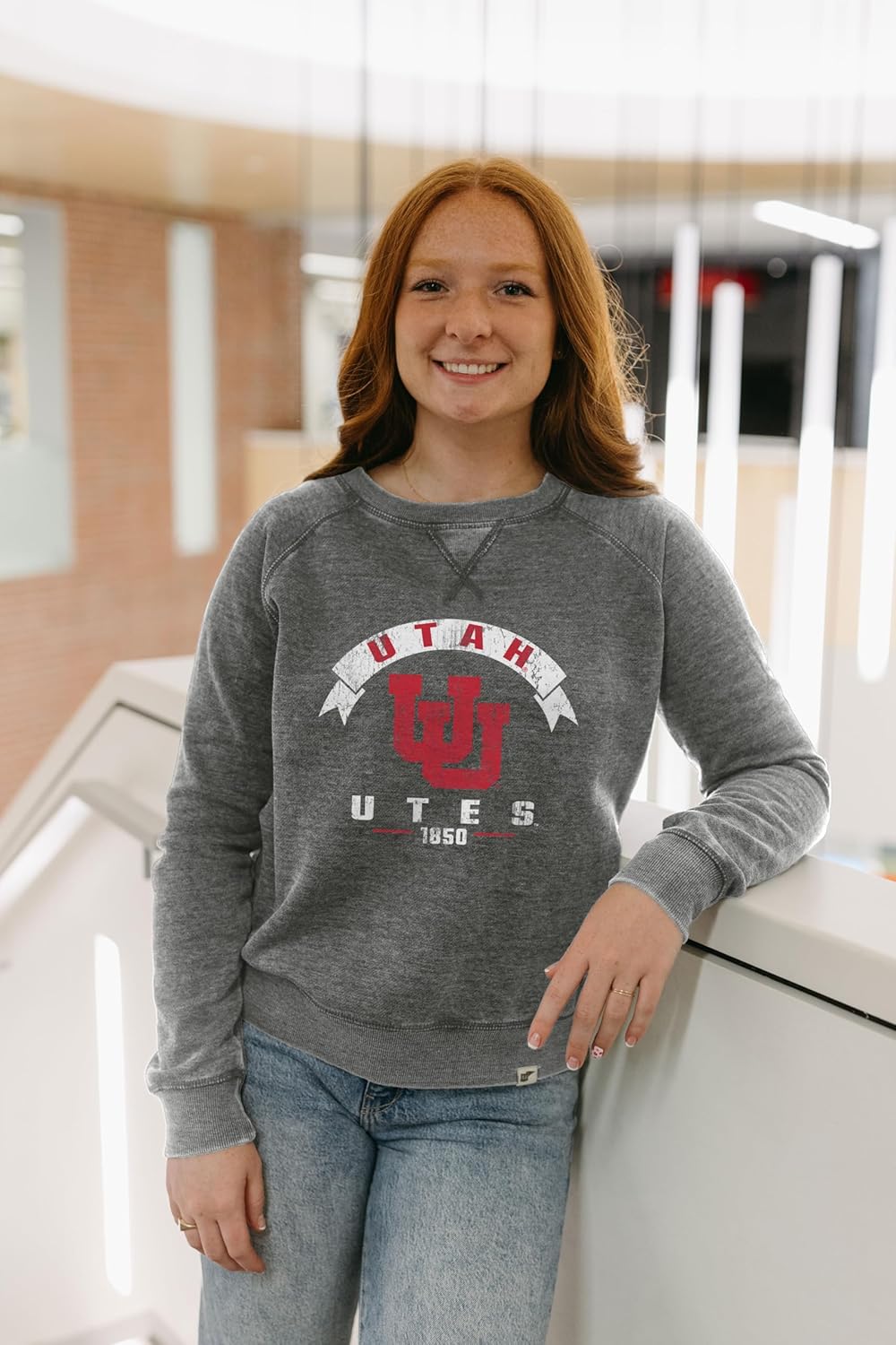 Blue 84 NCAA womens Ncaa Officially Licensed Women's Crewneck Sweatshirt Burnout Vintage Scholar - Image 2