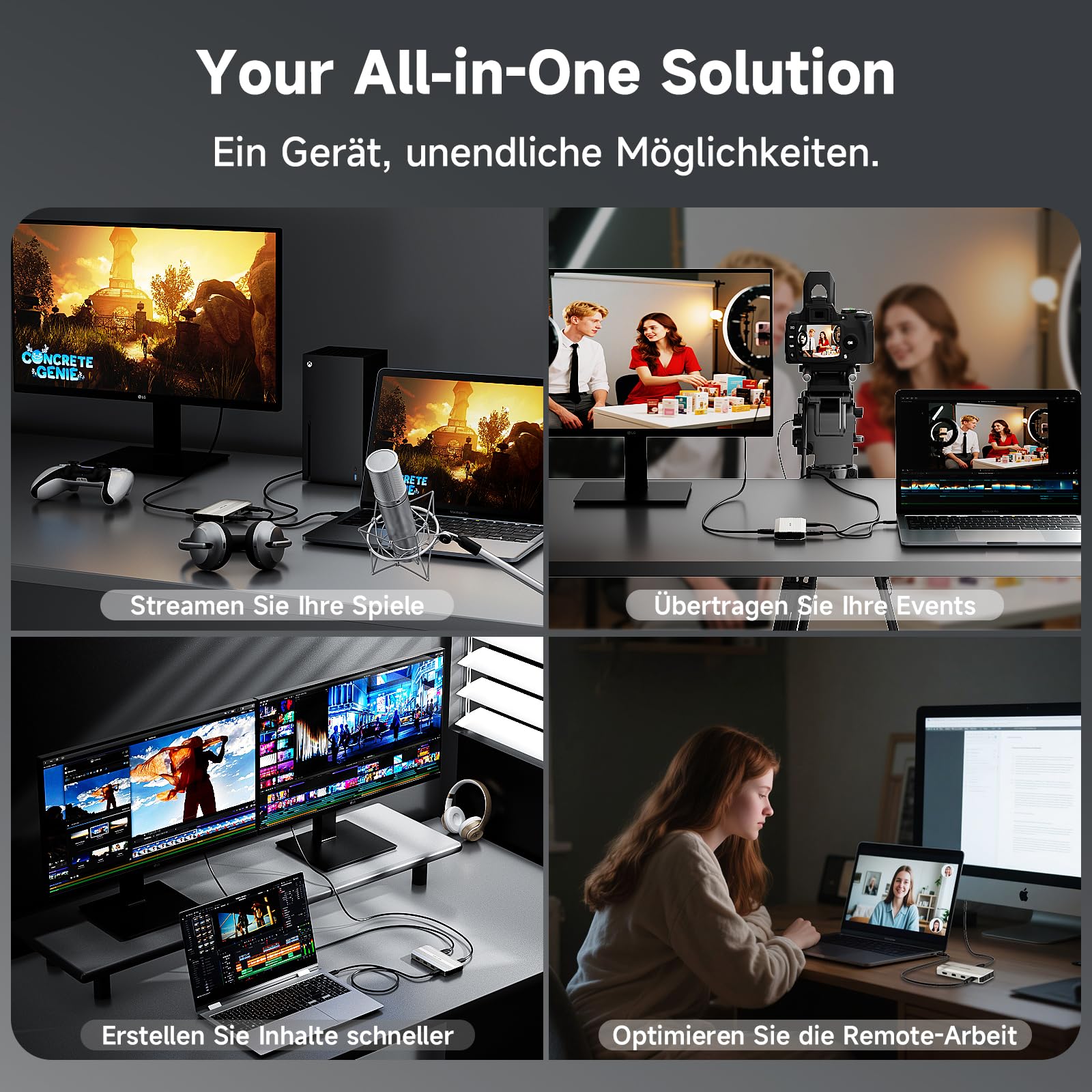 WAVLINK Videoaufnahmekarte,4K@30Hz Loop Out,Einzelanzeige 4K@144Hz | 100W PD, HDMI-Aufnahmekarte für Streaming, kompatibel mit PS5/Xbox/Switch & OBS, Windows und Mac nutzbar