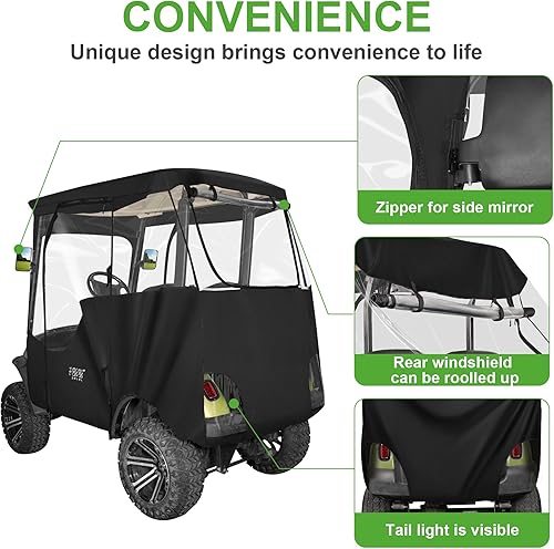 Miniatura 2 de 10L0L Carcasa de carrito de golf para 2 pasajeros Yamaha G14 G16 G22 G29 Drive 2 modelos cubierta impermeable con apertura de espejo lateral, panel