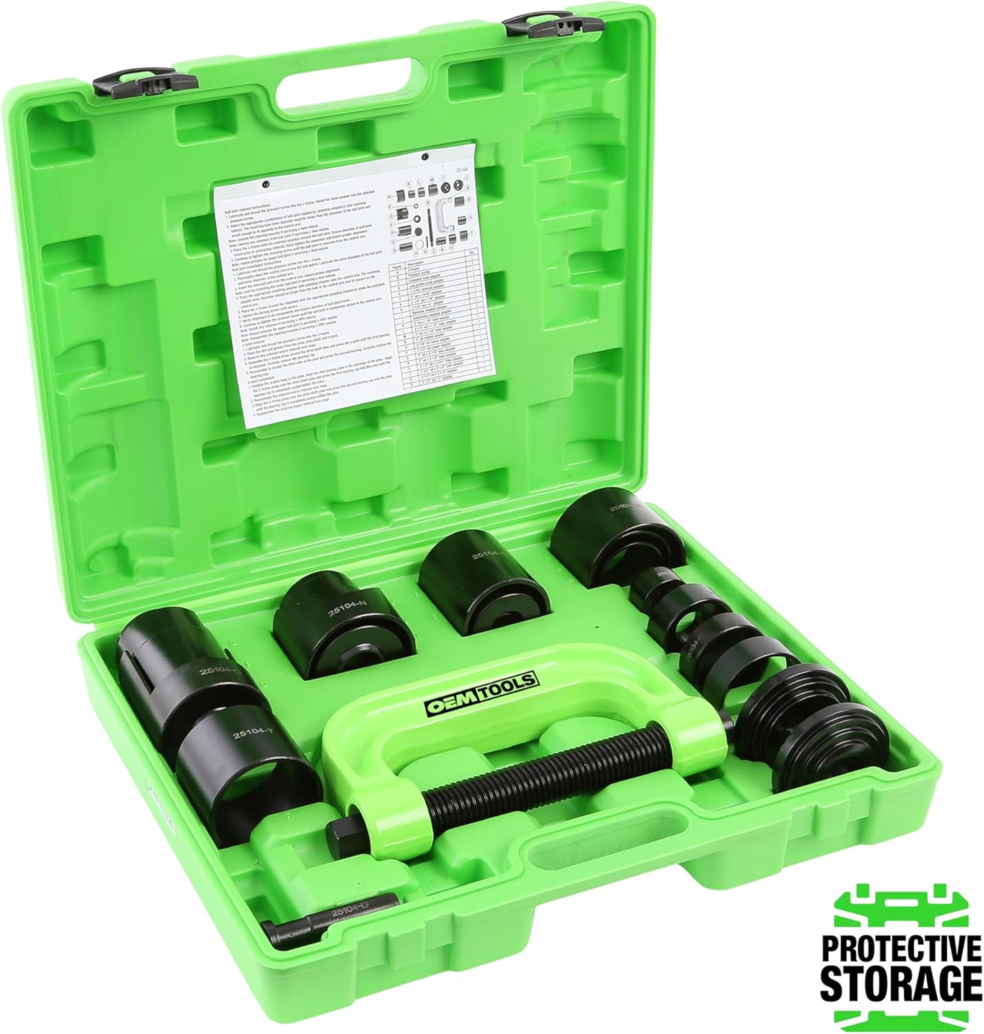 OEMTOOLS 25104 21-Piece Master Ball Joint Press Kit, Ball Joint Puller for Upper and Lower Ball Joints, U-Joints, and Brake Pins, Automotive Tool Kit Compatible with 2WD and 4WD Vehicles