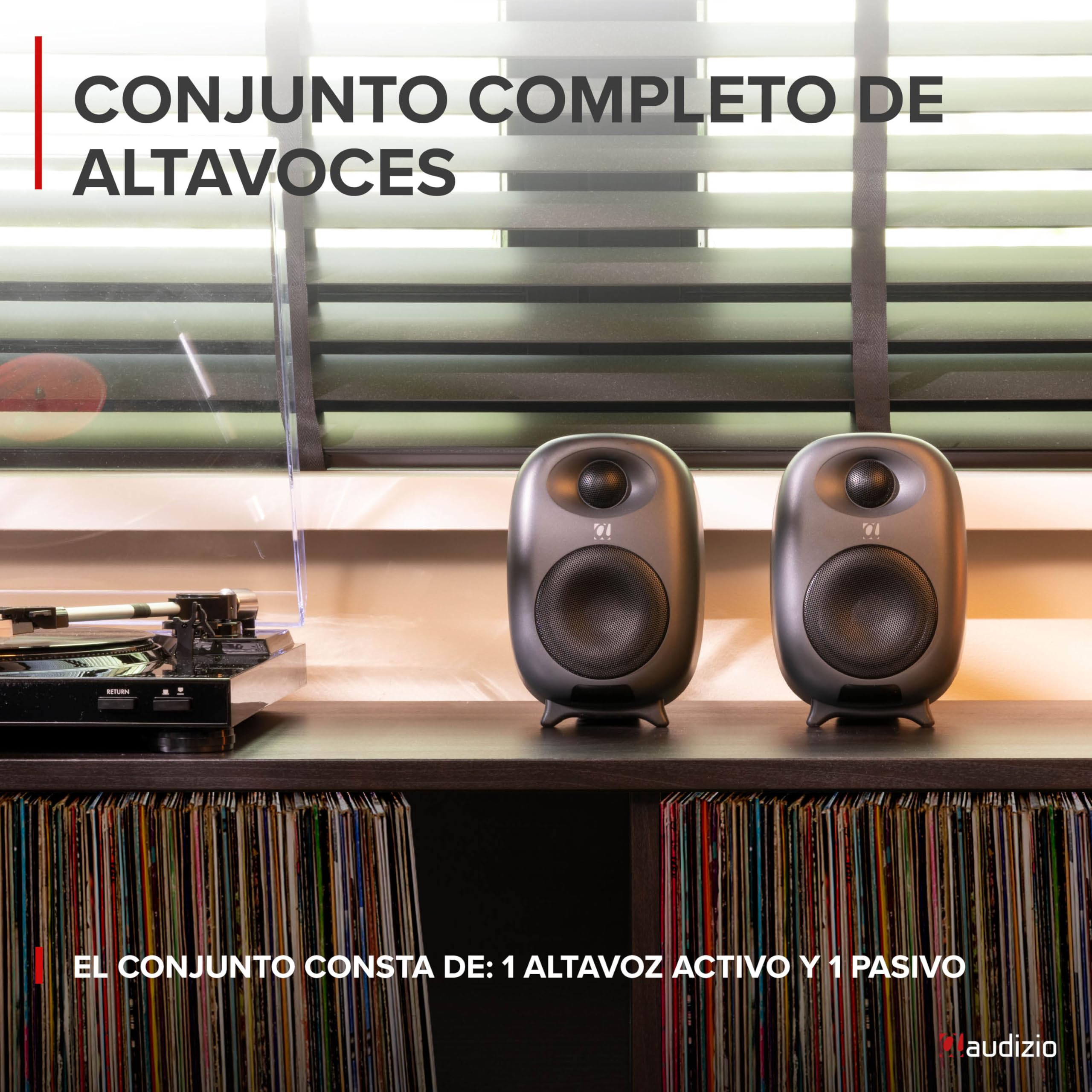 Audizio RS60 – Altavoces de PC/Estudio Activos 120W con Bluetooth, Entrada óptica, USB, AUX y RCA, woofer 3” y Tweeter 1”, Ideal para Altavoces Ordenador sobremesa Gaming y monitores de Estudio