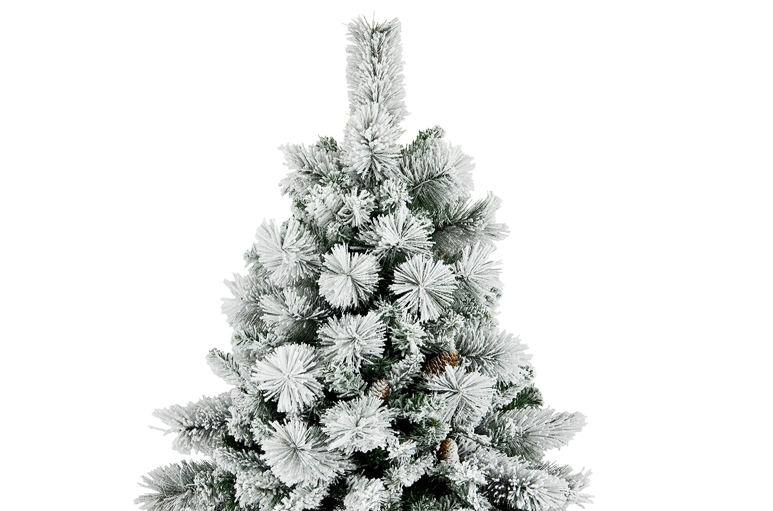 BOP Albero Di Natale Innevato Con Pigne Dafne 240 Cm, Con Borsa Omaggio, Molto Folto E Realistico, Sistema Automatico Di Apertura A Ombrello, Fogliame in PVC e PP, Albero Artificiale Floccato