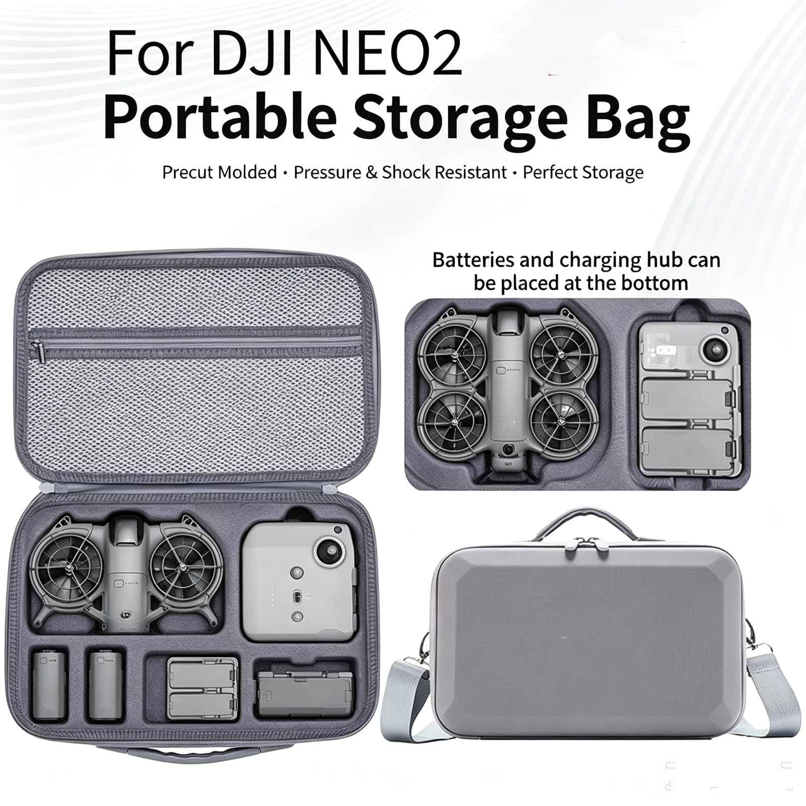 Borsa per drone DJI Neo 2, borsa da viaggio | Borsa portatile, scatola portaoggetti compatta, accessori Fly More Combo