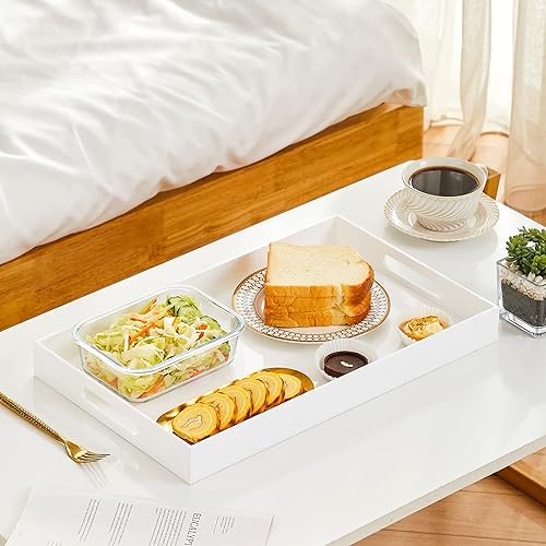 Miniatura 21 de Bandeja de acrílico transparente resistente con asas de 12 x 12 x 2 pulgadas de alto, a prueba de derrames, bandejas decorativas, organizador