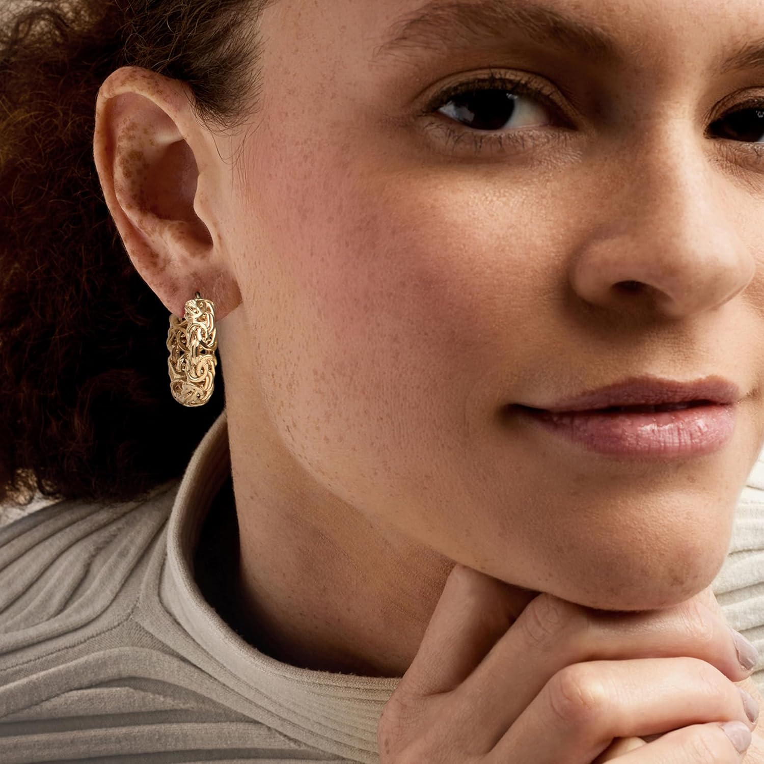 Ross-Simons 18kt Gold Over Sterling Small Byzantine Hoop Earrings