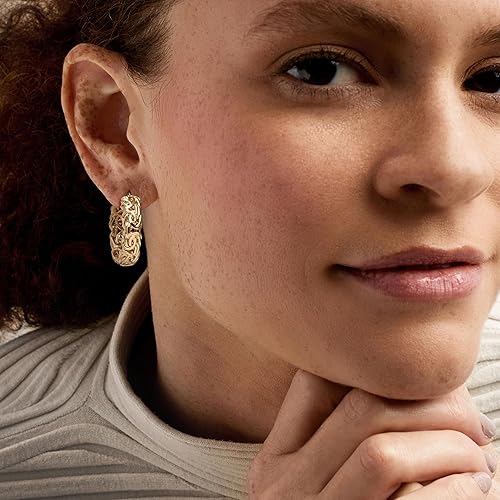 Miniatura 2 de Ross-Simons Pendientes de aro bizantinos pequeños de oro de 18 quilates sobre plata esterlina