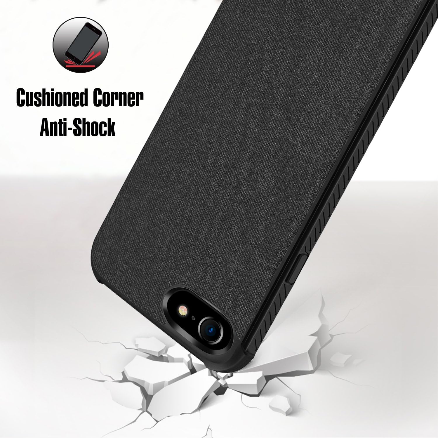 ProCase iPhone SE 2022 / iPhone SE 2020 / iPhone 8 / iPhone 7 Case 4.7 inch, Slim Hybrid Shockproof Back Cover Protective Case for 4.7-inch Apple iPhone SE 2022 2020 / iPhone 8 7 -Black