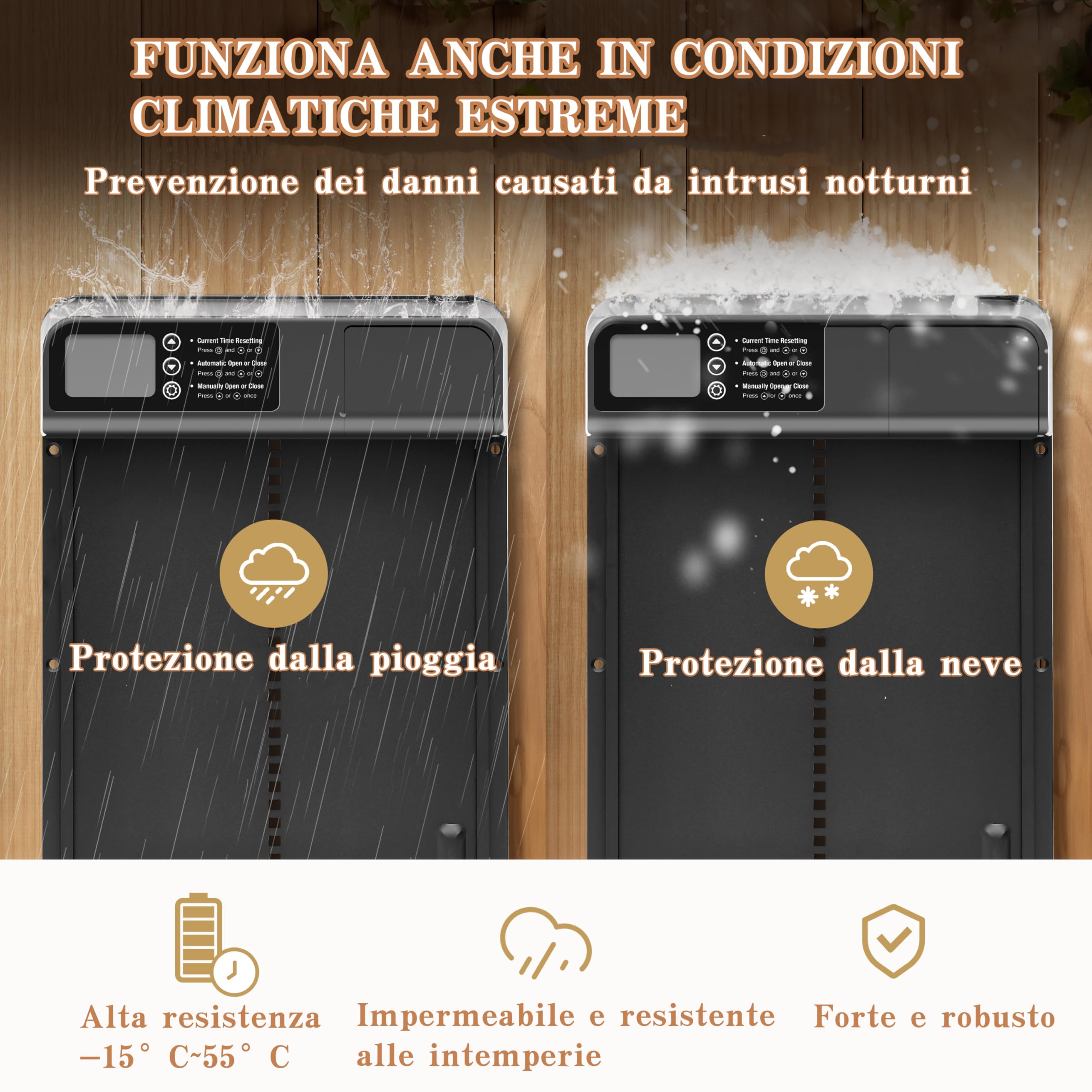 Porta Automatica Pollaio con Modalità Temporale, Pollaio Elettrico con Ampio Display Impermeabile, per una Conservazione Sicura del Pollo, Disponibile Anche per Porte Automatiche di Gattini e Cuccioli