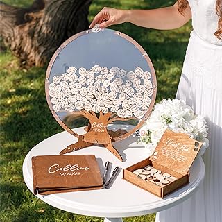 Personalized Wedding Guest Book Alternative - Tree Leaves Guest Book Signs for Wedding Decorations for Ceremony Outside Inside - Rustic Wedding Reception Decorations for Bridal Shower Party Birthday