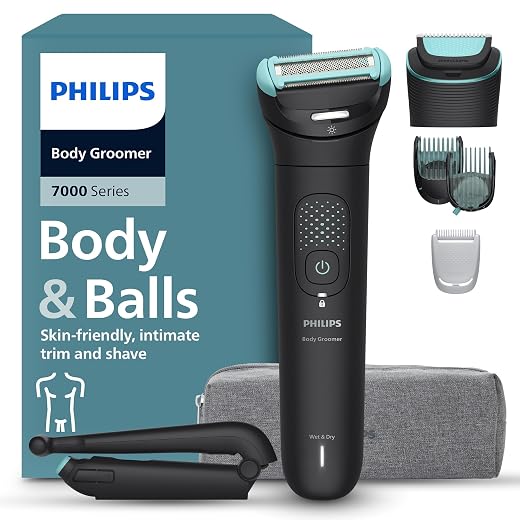 Philips Body Shaver S7000 – Men's Trimmer with 2D Interchangeable Pivoting Head, Triple Protect System, Suitable for Shower and Intimate Area, 120 min. Autonomy, BG7480/15