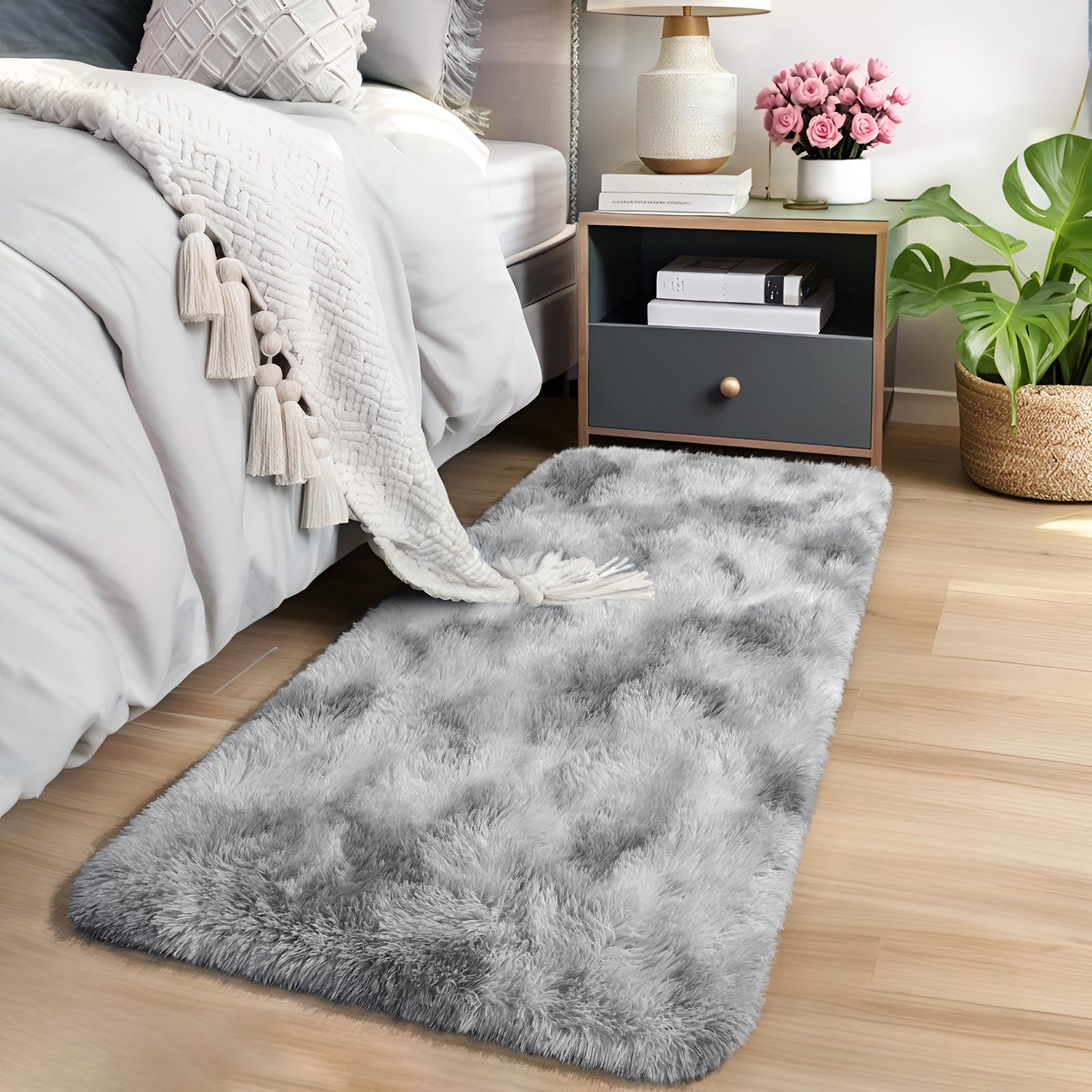 AROGAN 2x4 Feet Soft Runner Rugs for Bedroom Plush Fluffy Rug, Shag Furry Area Rug Carpet Non Shedding for Nursery Children Kids Girls Room Home