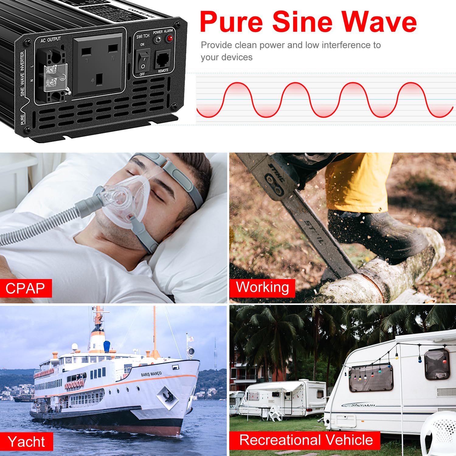 xijia 2000 W (Peak 4000 W) reiner Sinus Wechselrichter DC 12 V 24 V 48 V 60 V 72 V auf AC 220 ~ 230 V 50 Hz Solar Konverter für Zuhause Auto