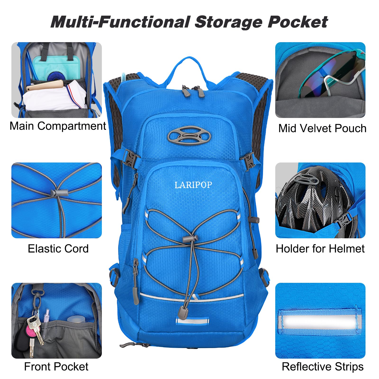 LARIPOP Mochila de chaleco de hidratación para senderismo, bolsa de vejiga de agua para correr, senderismo, ciclismo, carreras, maratón, para mujeres y hombres